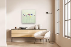 Pale Green Dream II - Originale opera d'arte minimalista con natura morta floreale colorata