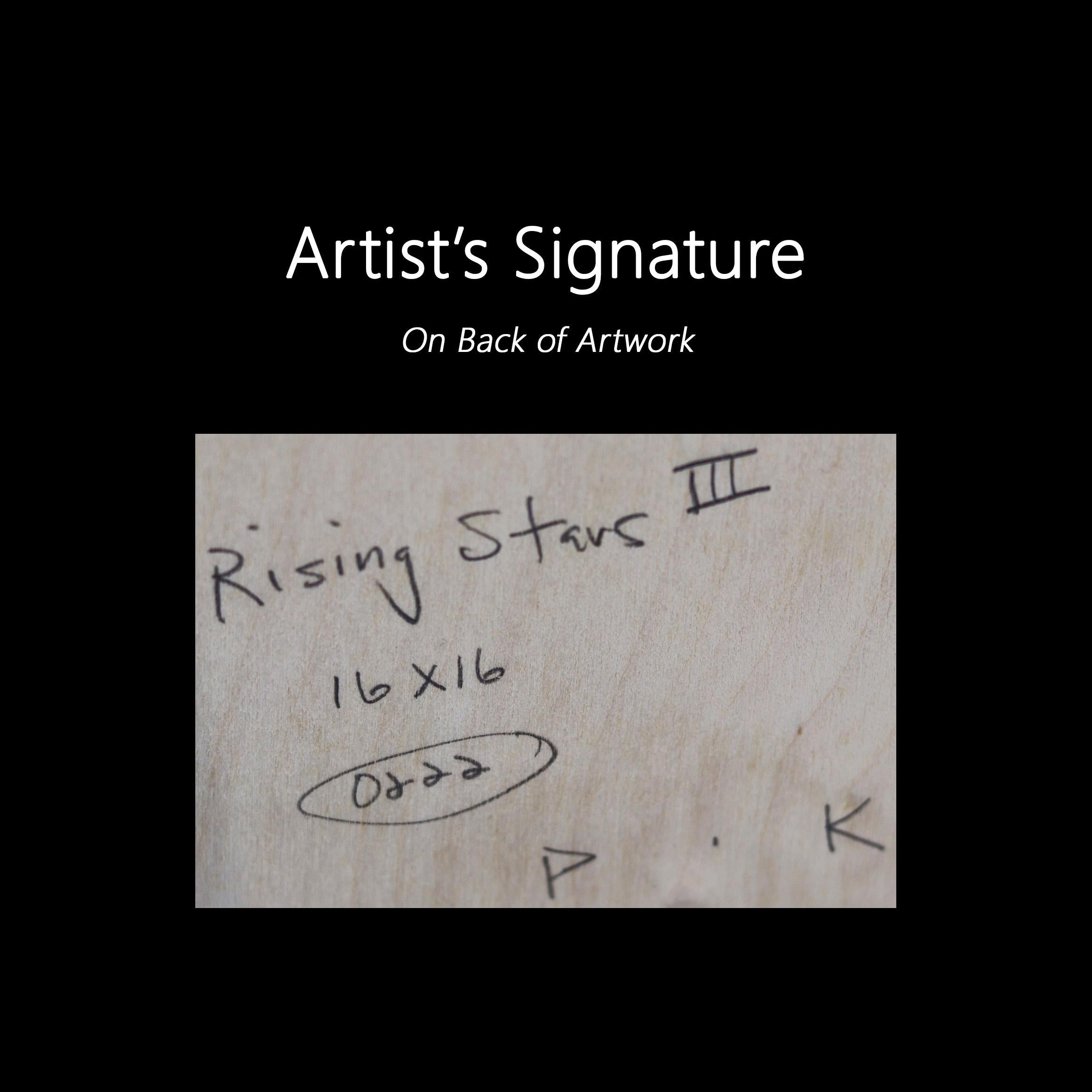 Rising Stars III – Original Boho Minimalistisches abstraktes, geblümtes Kunstwerk mit Sternen im Angebot 6