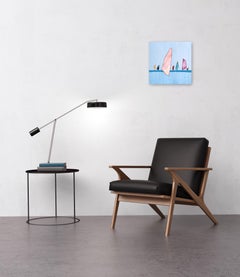 Strong Current I - Original Boho Minimalist Blue Calm Artwork