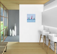 Corriente Fuerte II - Obra de Arte Original Boho Minimalista Azul Calma