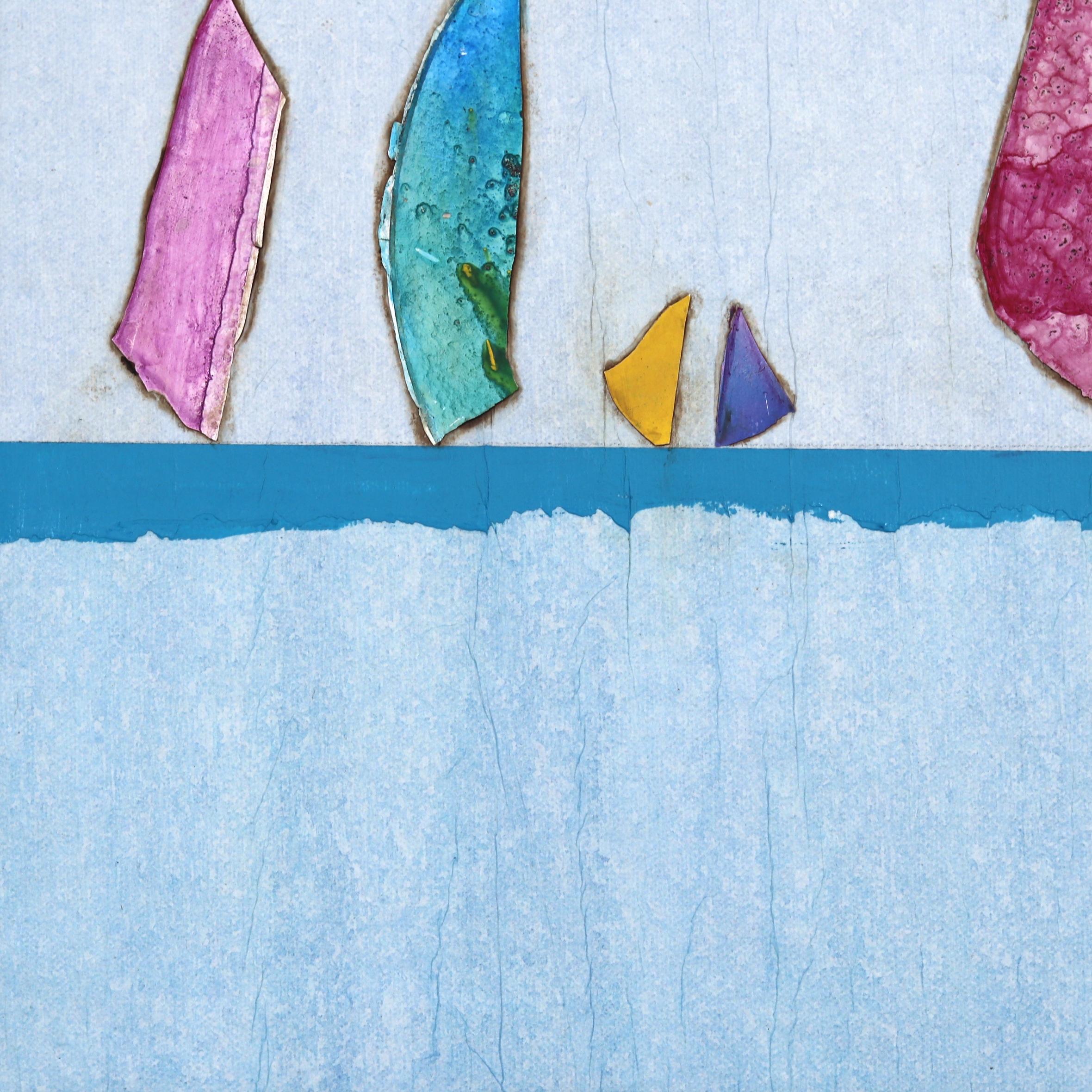 Strong Current II - Opera d'arte originale Boho Minimalista Blu Calma in vendita 4