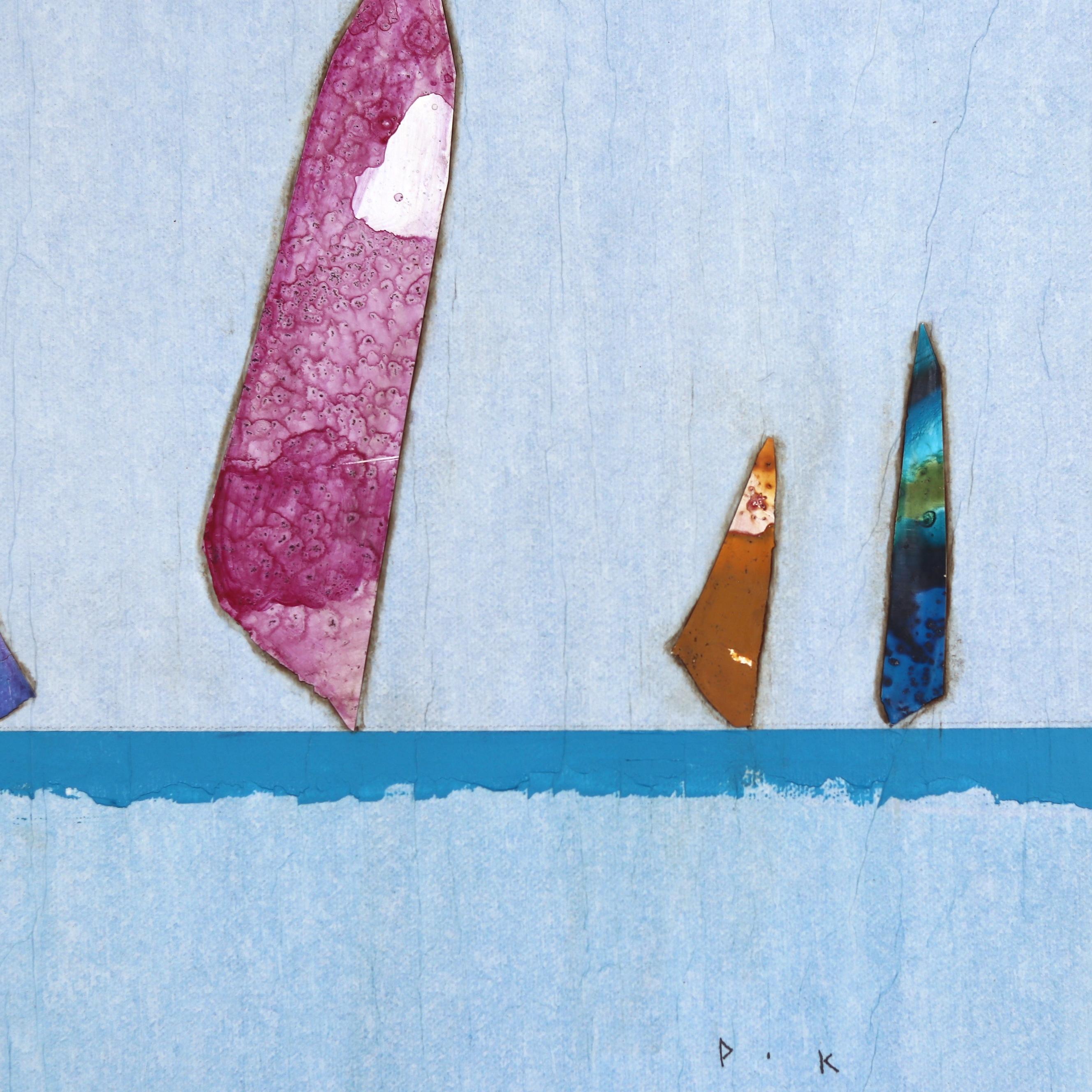 Strong Current II - Opera d'arte originale Boho Minimalista Blu Calma in vendita 5