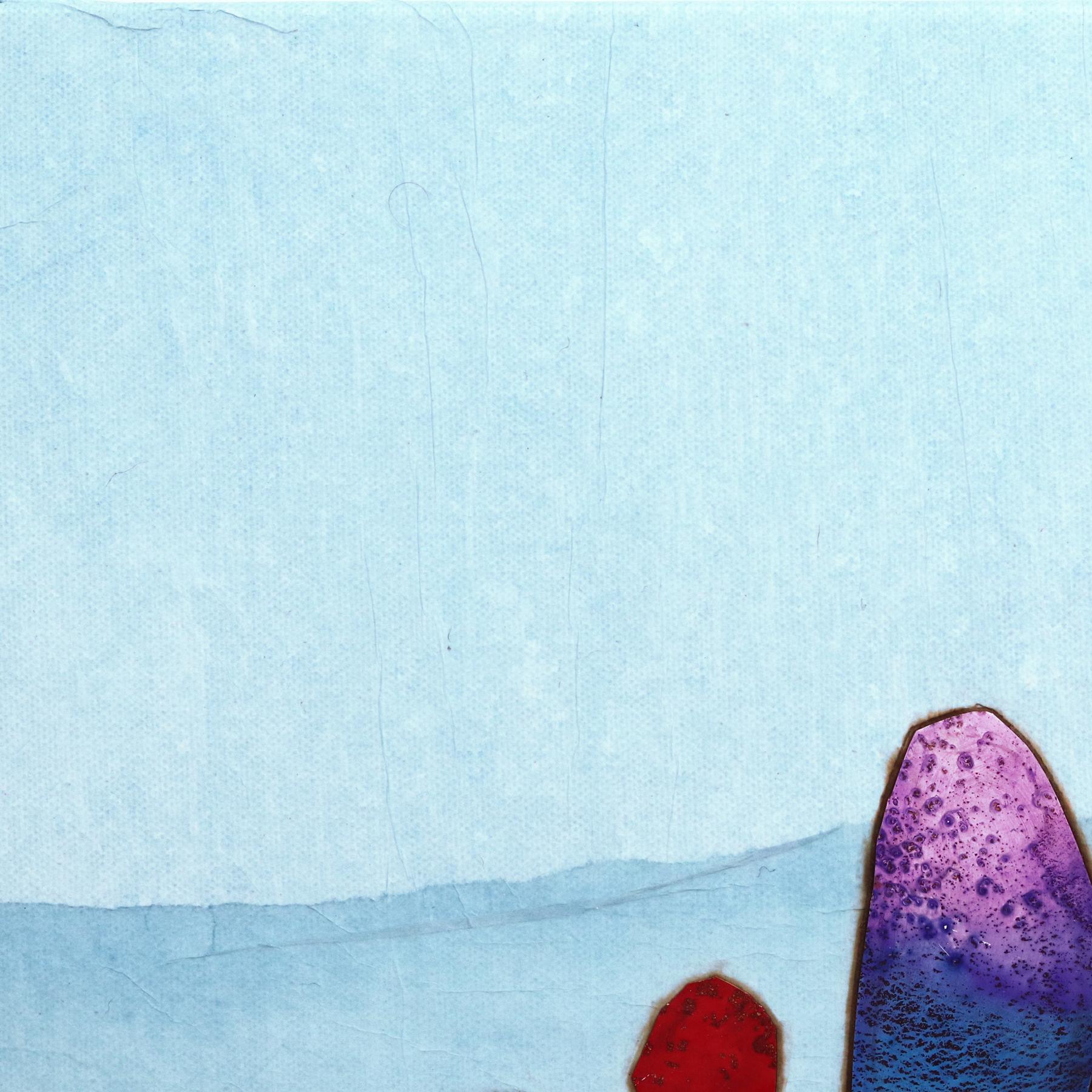 Whispering Grove I - Opera d'arte originale minimalista astratta di paesaggio blu - Painting Contemporaneo di Peter Kuttner