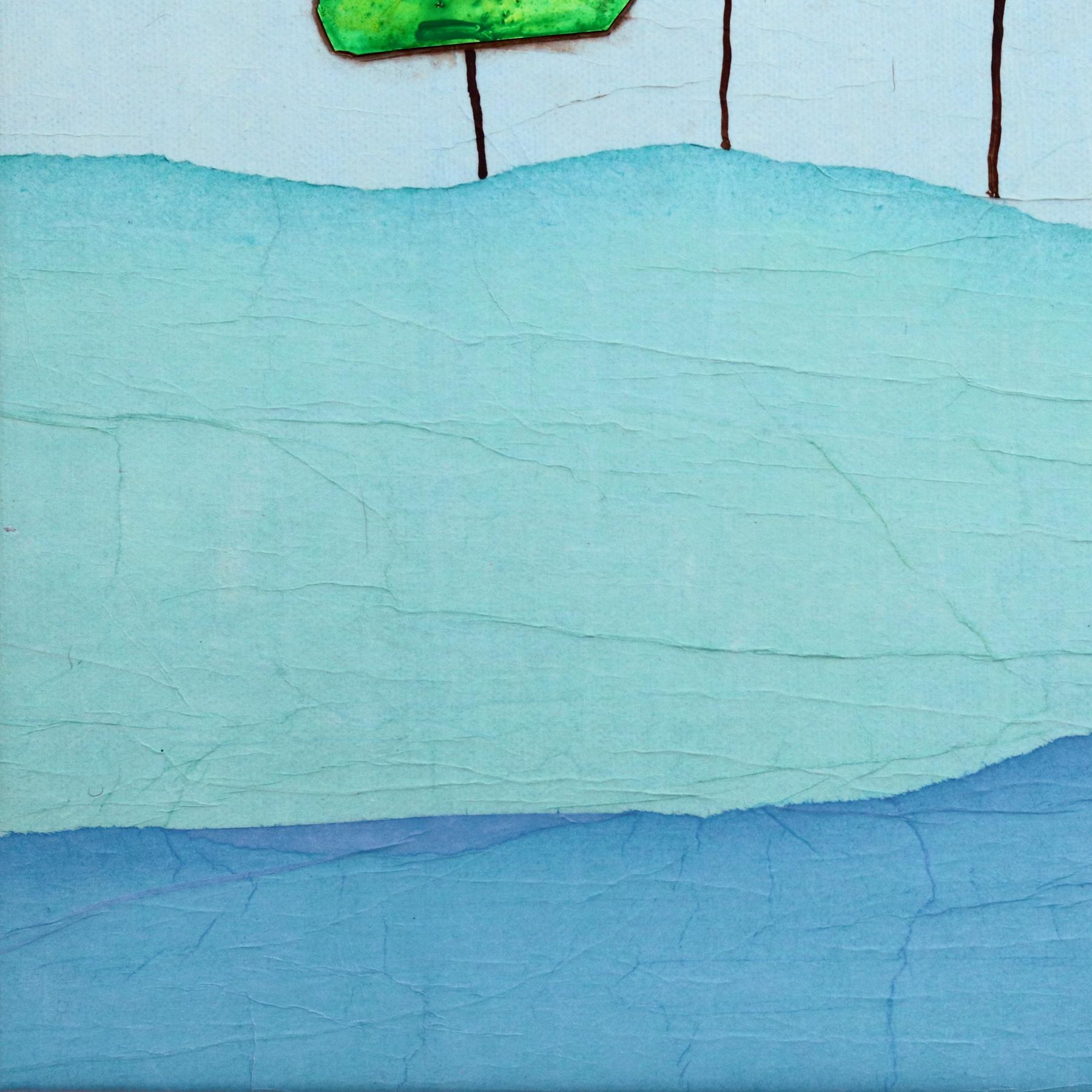 Whispering Grove I - Opera d'arte originale minimalista astratta di paesaggio blu in vendita 2