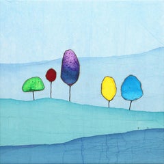 Whispering Grove I - Original Minimalist Blue Abstract Landscape Artwork