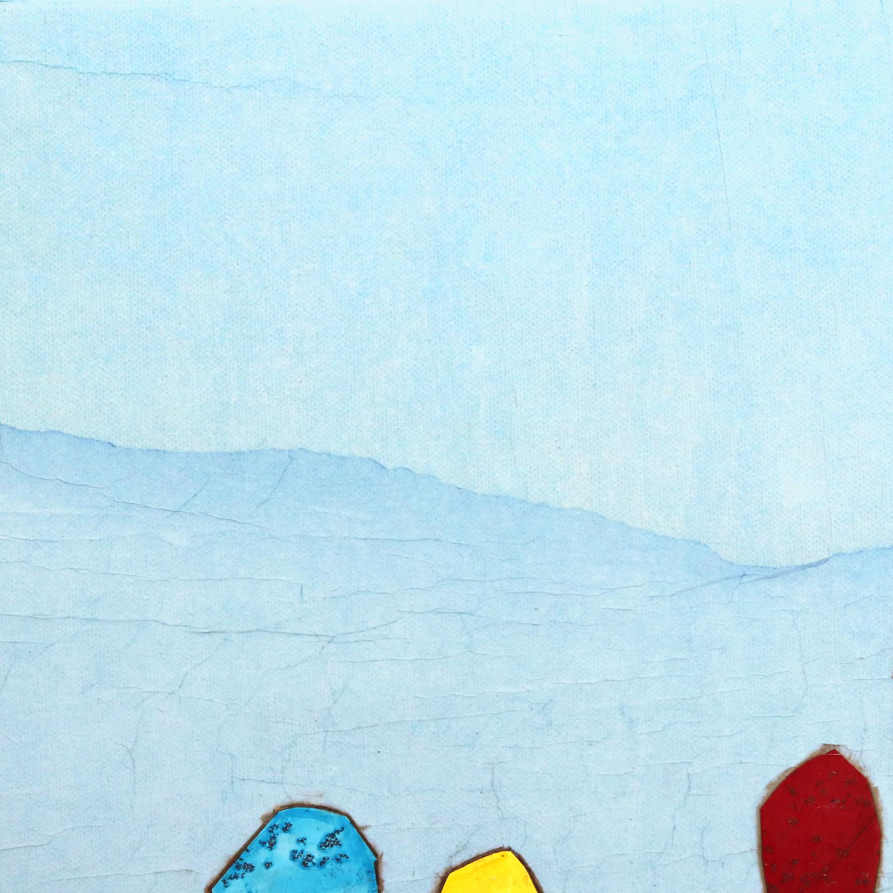 Whispering Grove II - Opera d'arte originale minimalista astratta di paesaggio blu - Painting Contemporaneo di Peter Kuttner
