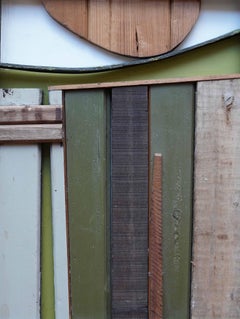 Green and Wood Assemblage Abstract Landscape - British fifties art