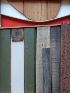 Green with Red Assemblage Abstract Landscape - British fifties art