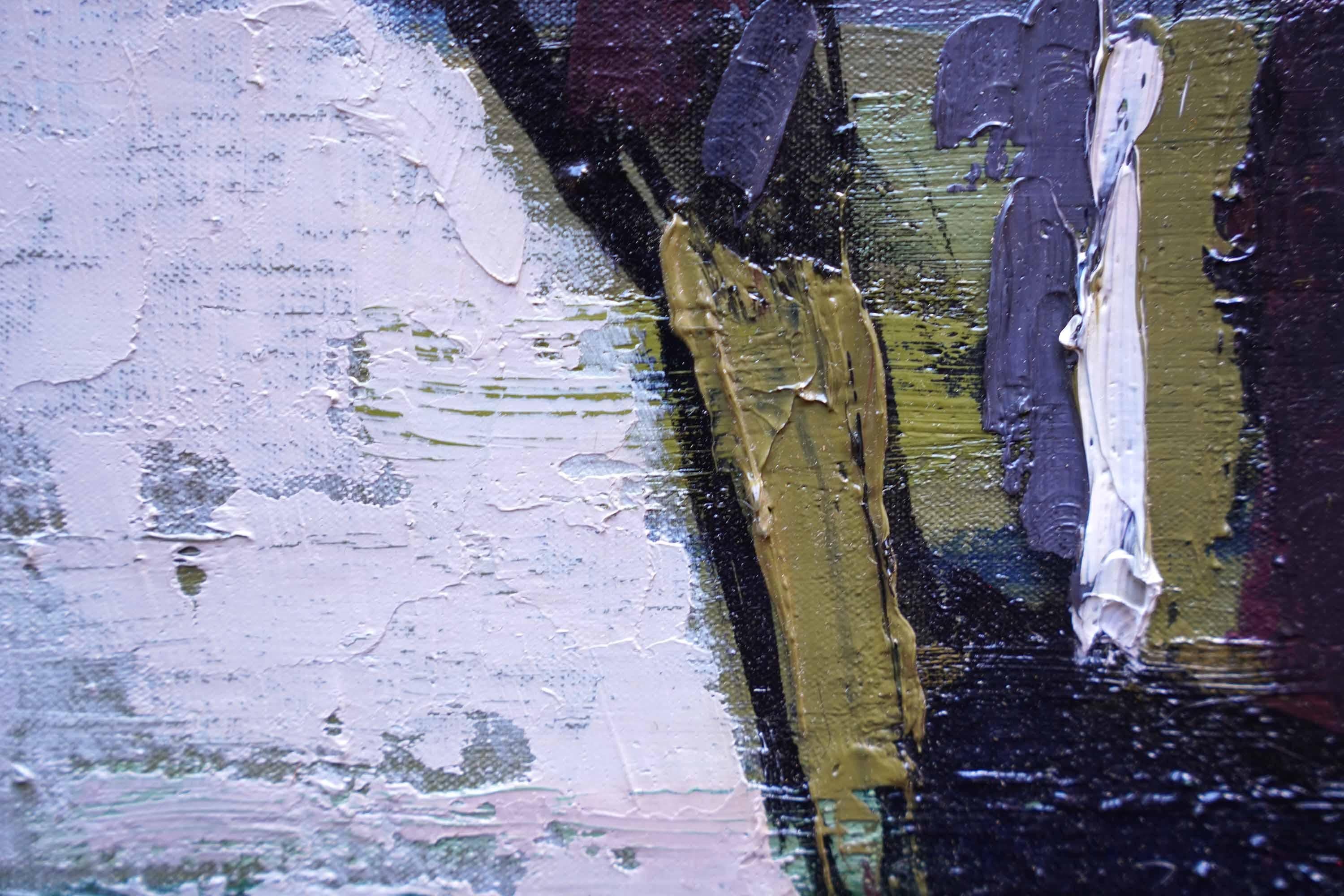 Abstrakte Landschaft mit Bananen Verso - Britische fünfziger Jahre Kunst Ölgemälde im Angebot 1