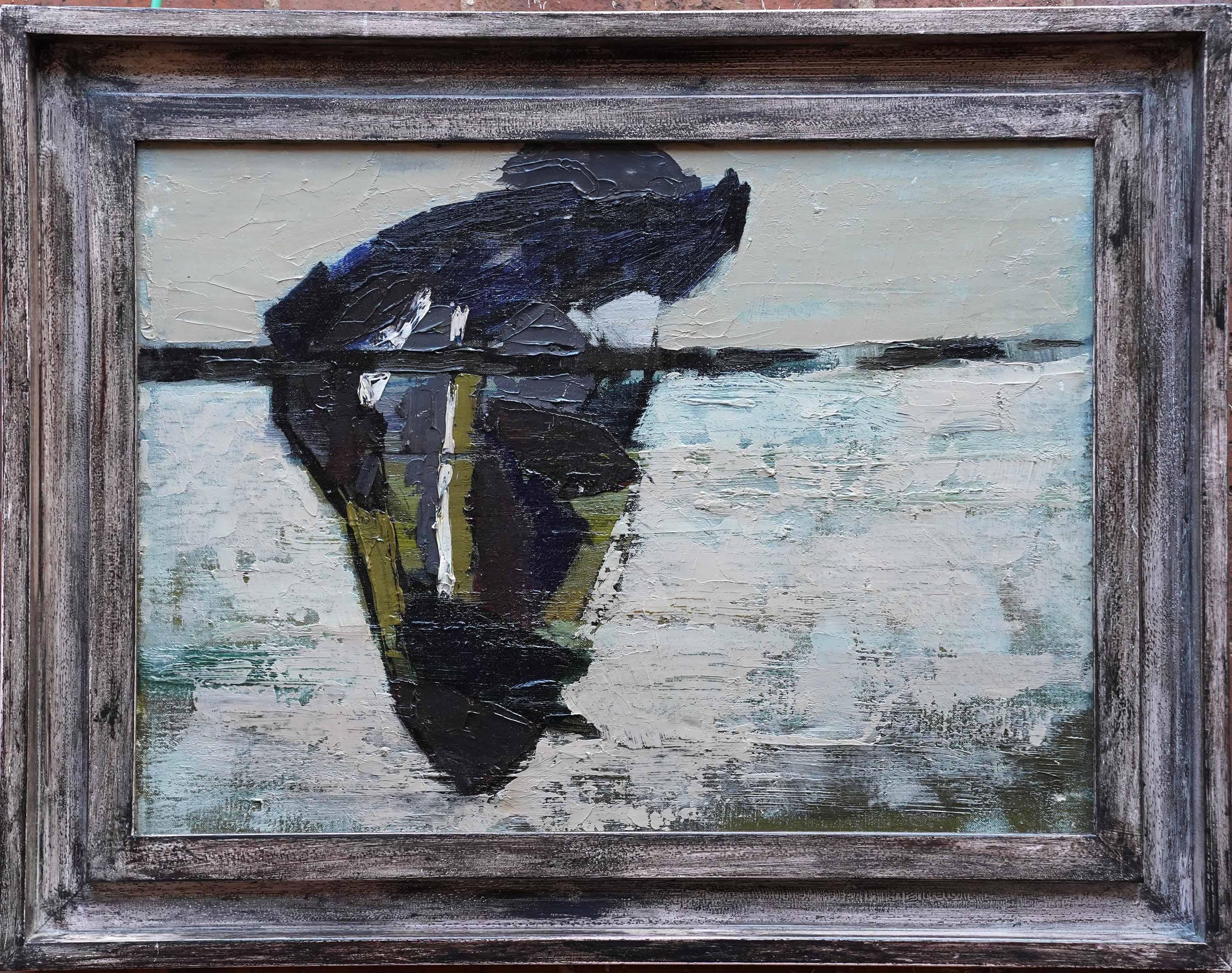 Abstrakte Landschaft mit Bananen Verso - Britische fünfziger Jahre Kunst Ölgemälde