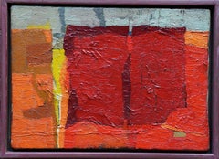 Rot auf Orange und Grün Abstrakte Landschaft - Britische fünfziger Jahre Kunst Ölgemälde