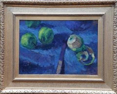 Stilleben mit grünen Äpfeln und Messer - Britisches postimpressionistisches Ölgemälde