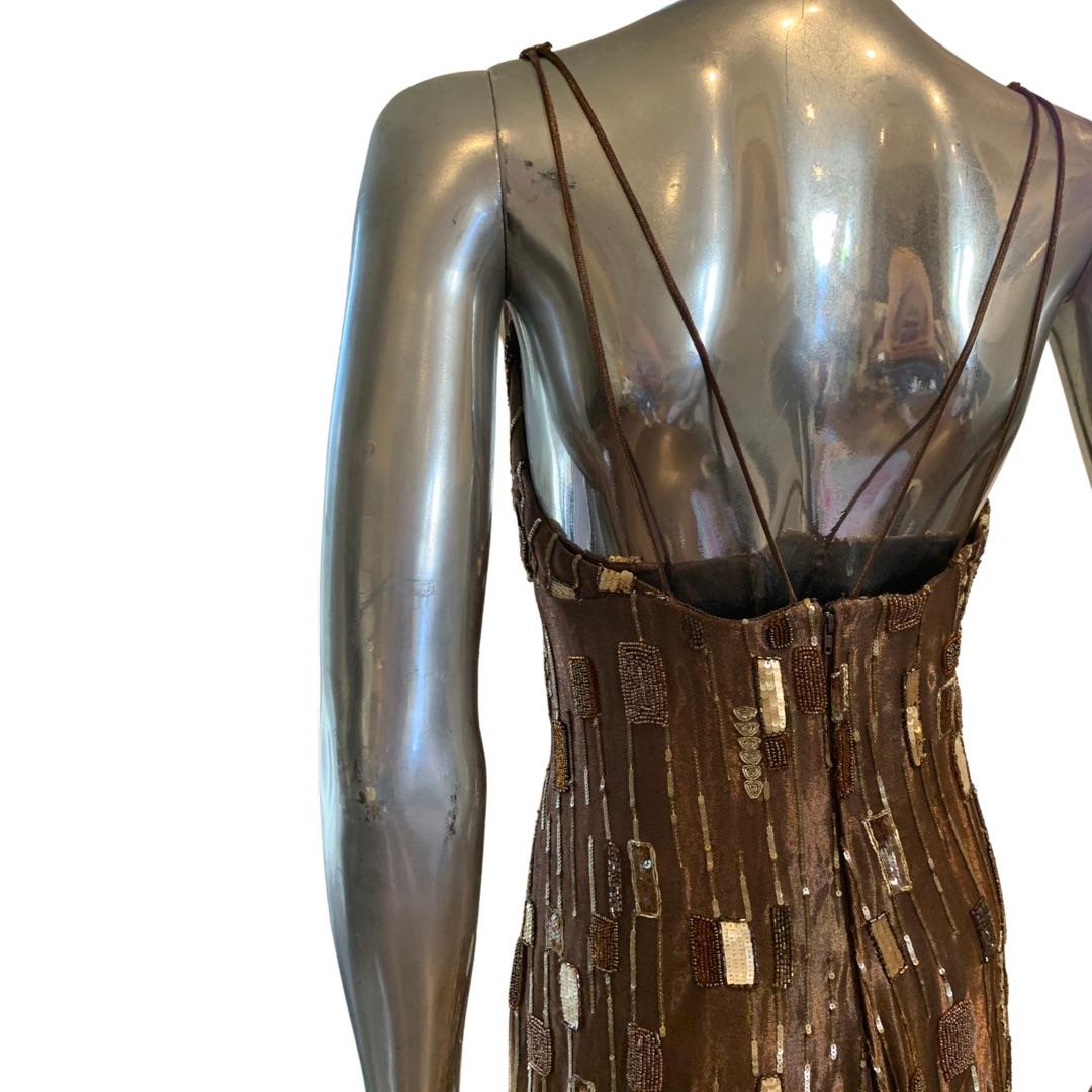 Robe perlée italienne intitulée « The Kiss » d'après Gustav Klimt Taille 10 Excellent état - En vente à Palm Springs, CA