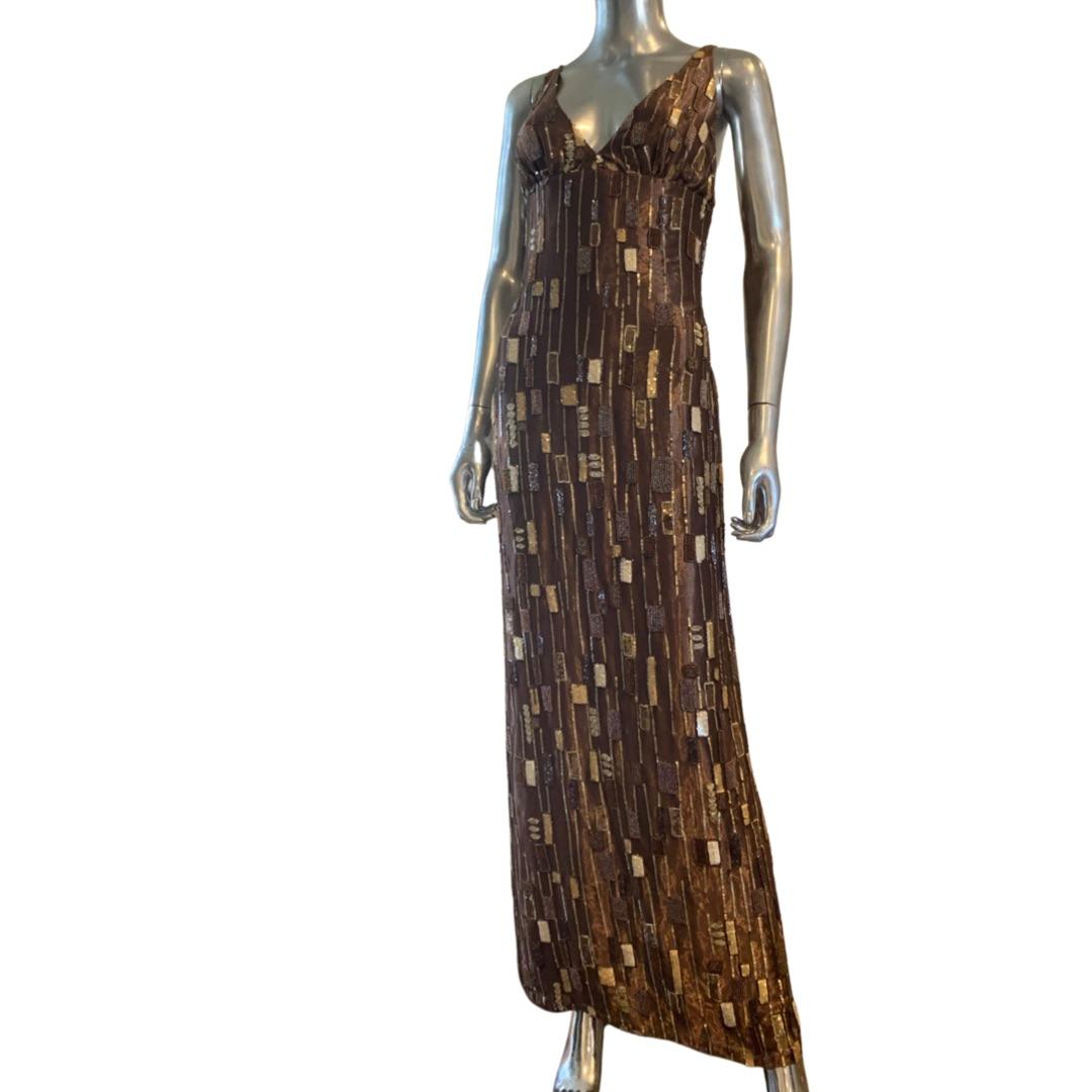 Brown Peter Langner Italian Beaded Dress Titled 