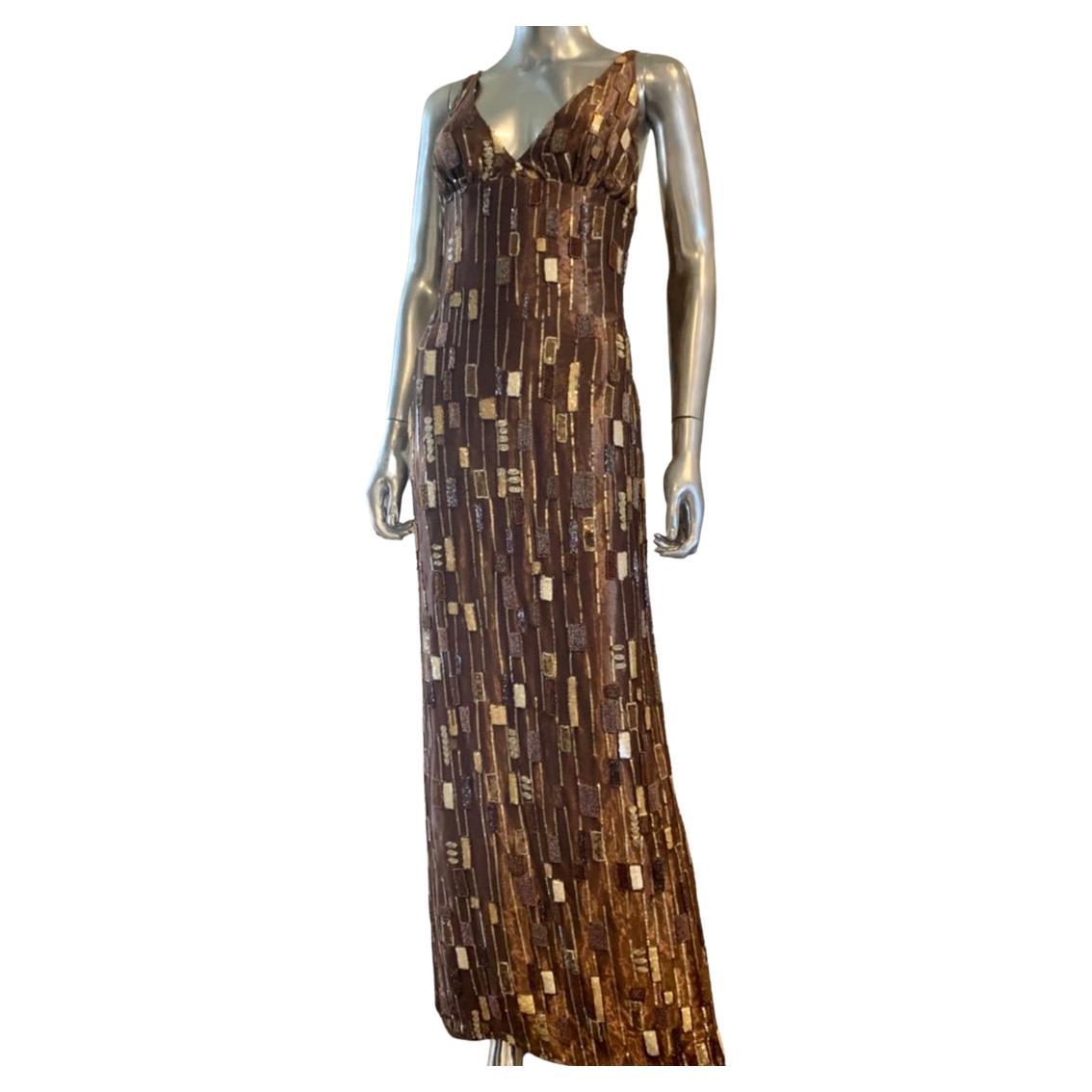 Peter Langner Italian Beaded Dress Titled "The Kiss" After Gustav Klimt Size 10 For Sale