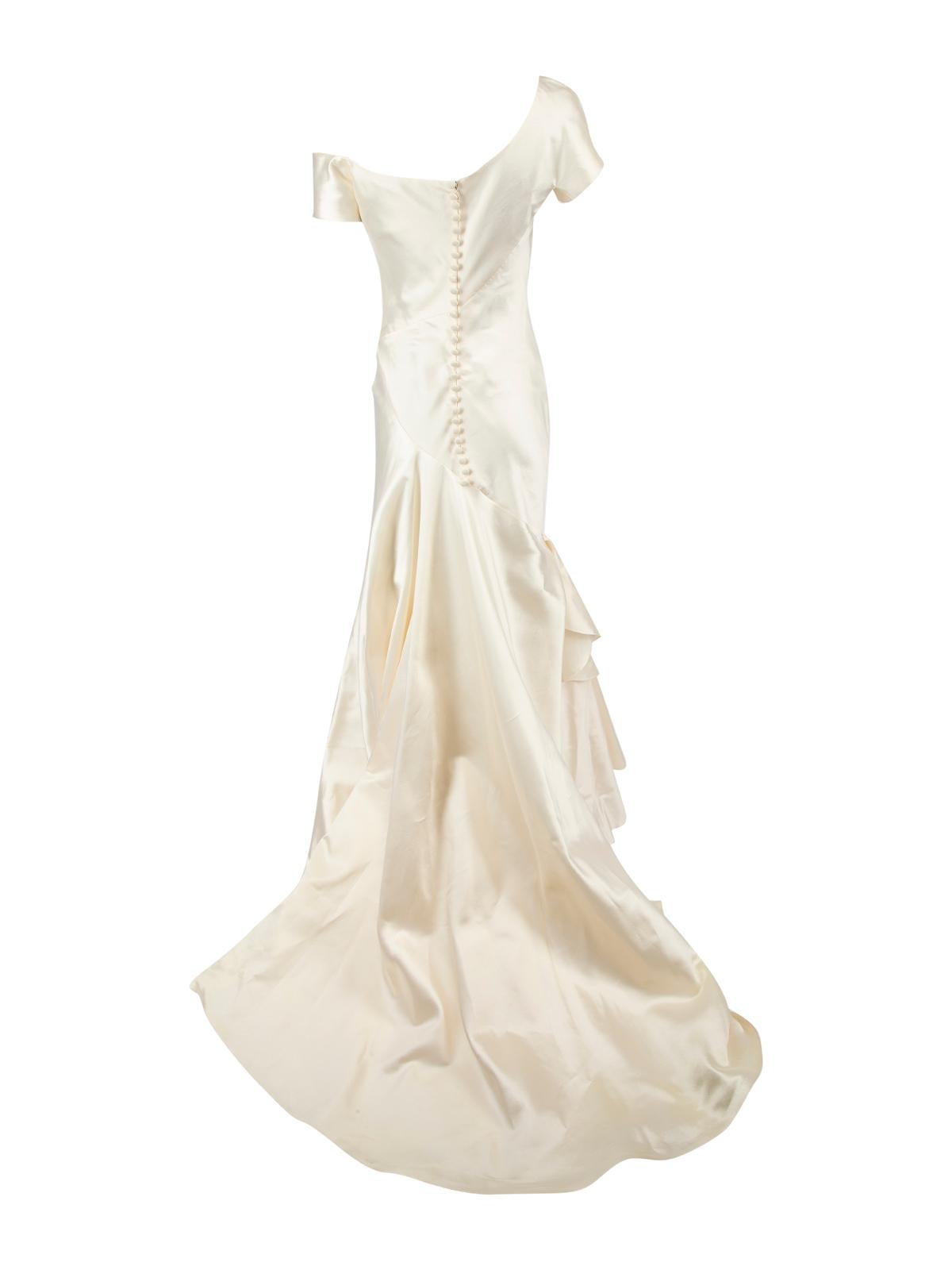Peter Langner Women's Asymmetric Shoulder Fishtail Wedding Dress In Excellent Condition In London, GB