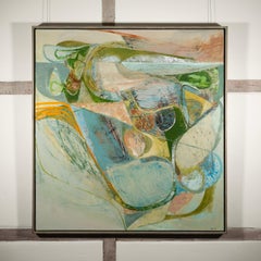 From Durlston - Large Abstract Acrylic Painting with White, Blue and Green