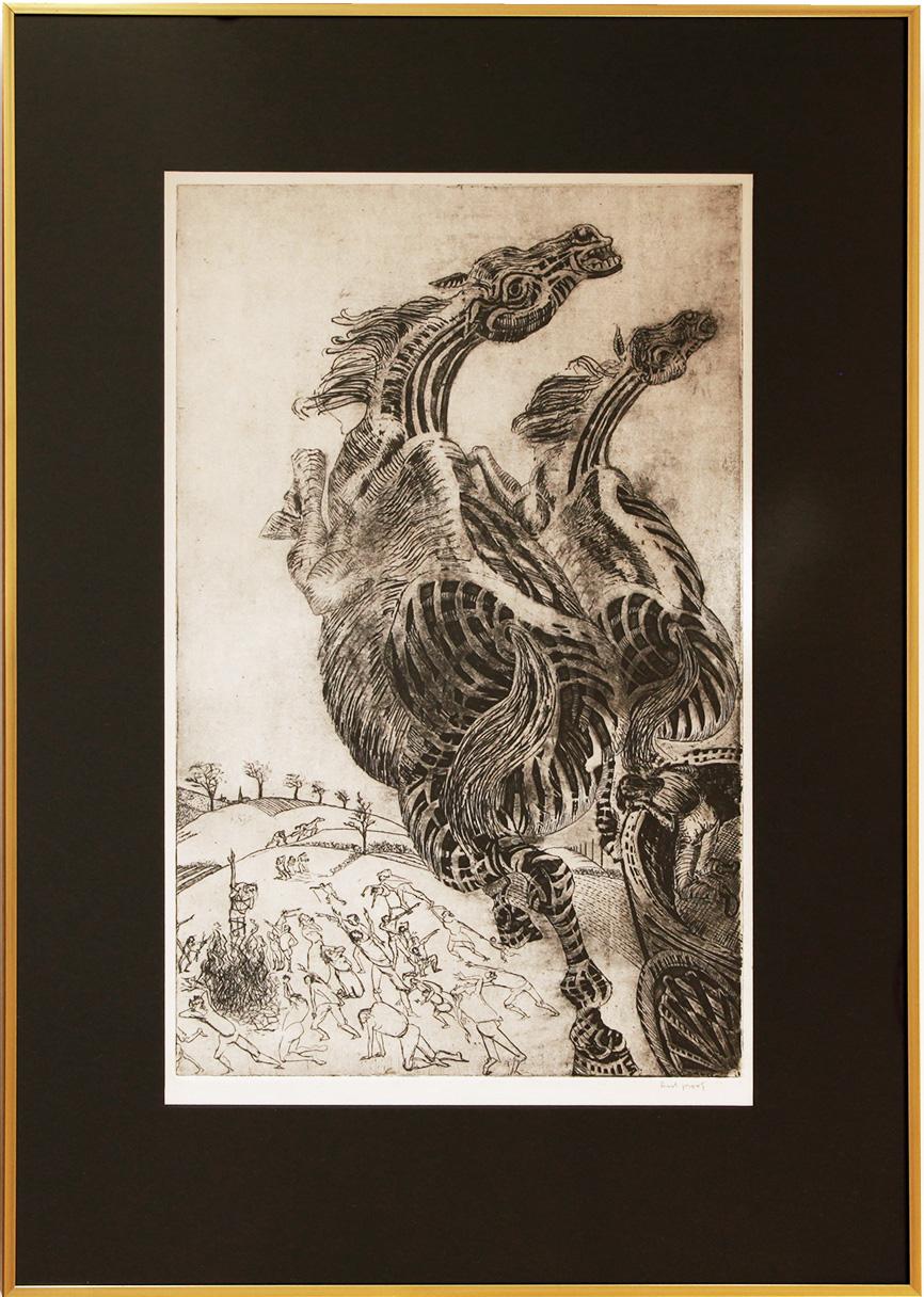 Peter Laszlo Peri Animal Print - Death of Faithful - Horses from Pilgrim’s Progress 