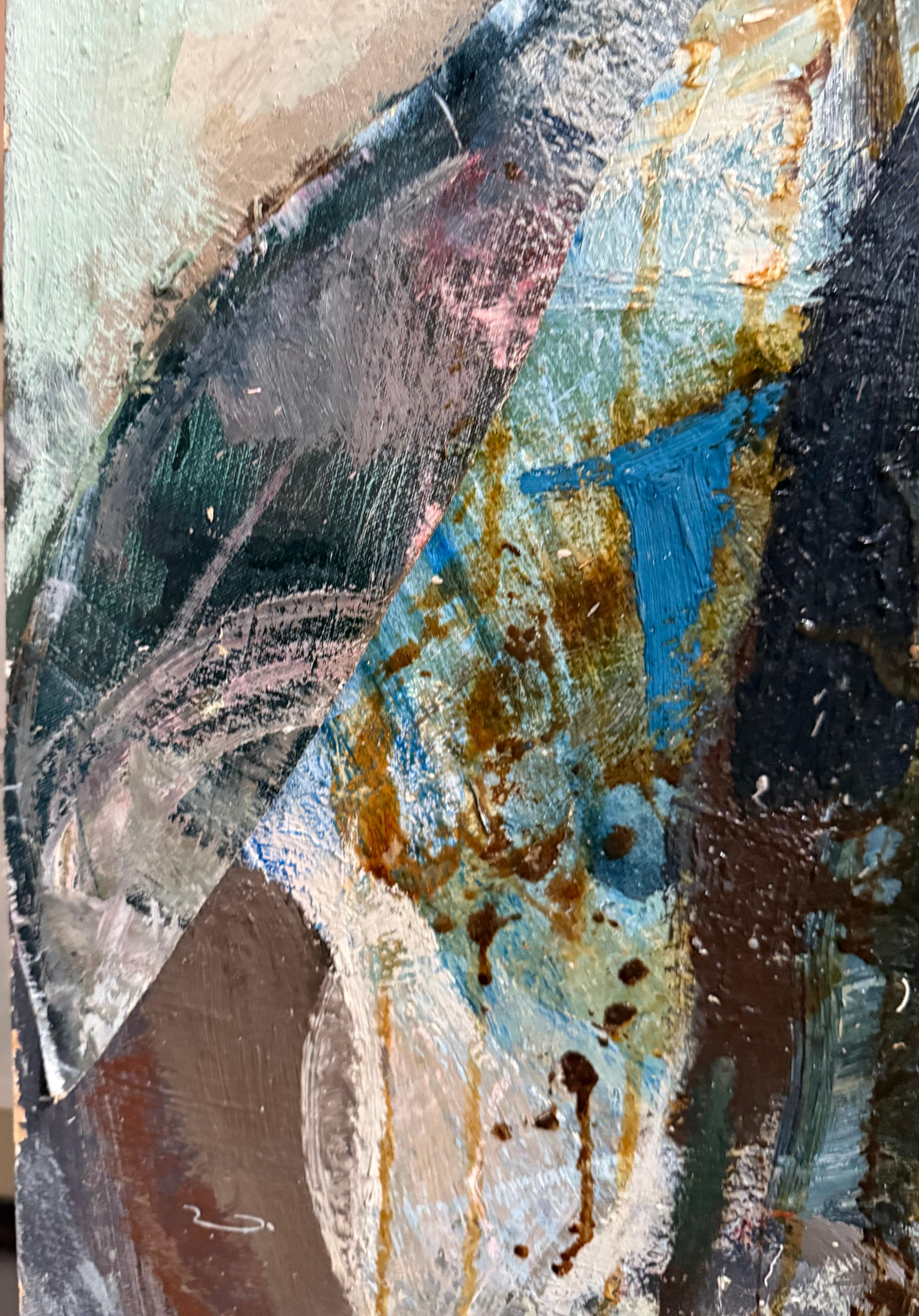 Pittura ad olio astratta figurativa di grandi dimensioni Collage LA California Artista Peter Liashkov in vendita 10