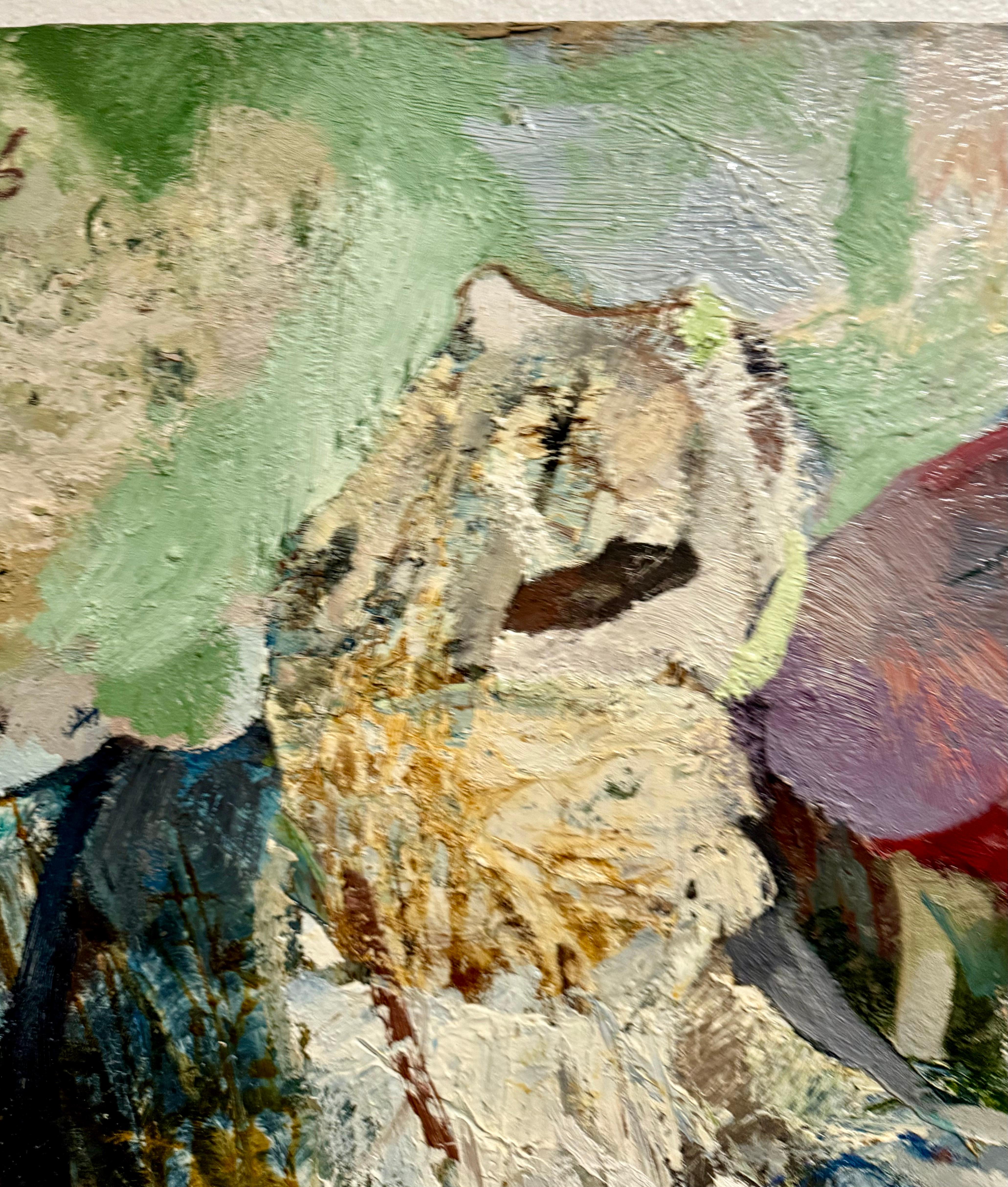 Pittura ad olio astratta figurativa di grandi dimensioni Collage LA California Artista Peter Liashkov in vendita 12