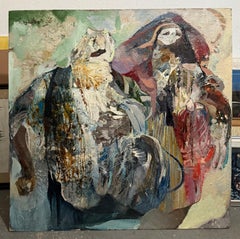 Large Figural Abstract Oil Painting Collage LA California Artist Peter Liashkov