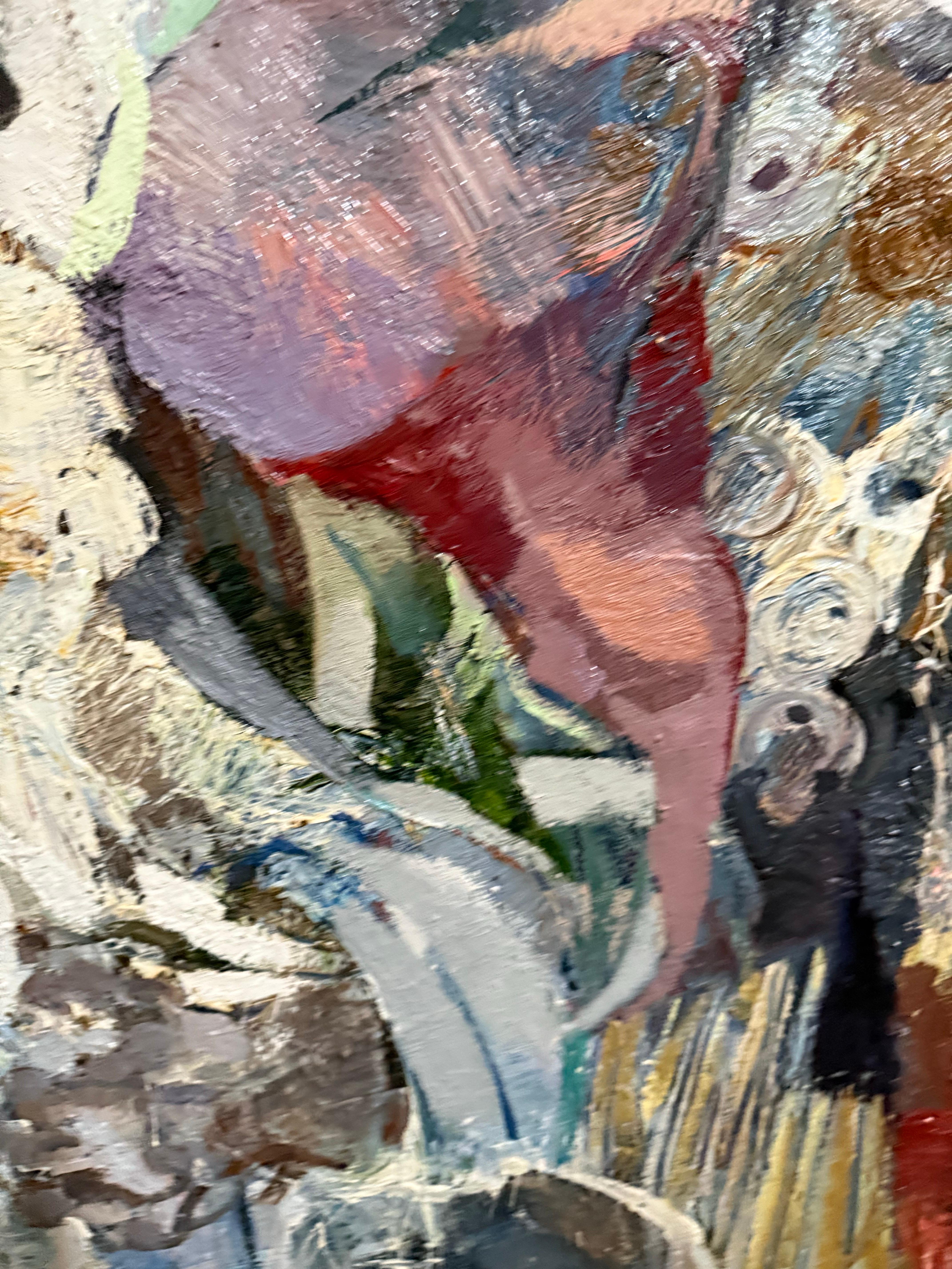 Pittura ad olio astratta figurativa di grandi dimensioni Collage LA California Artista Peter Liashkov in vendita 8