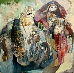 Pittura ad olio astratta figurativa di grandi dimensioni Collage LA California Artista Peter Liashkov