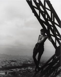 Mathilde on the Eiffel Tower (Hommage to Marc Riboud), Paris, 1989