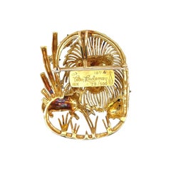 Peter Lindeman Broche tête de lion en or, rubis et diamants