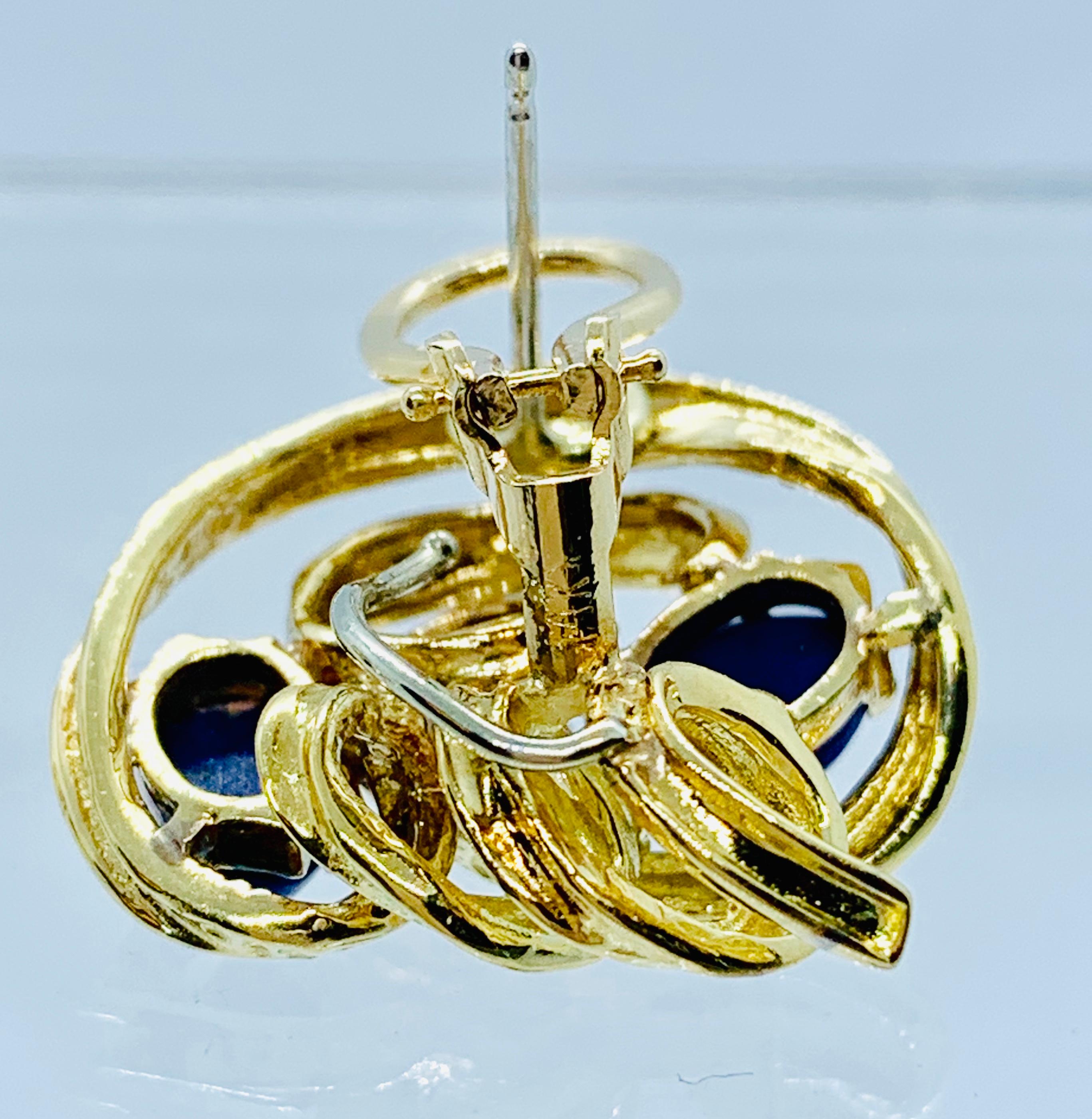 Peter Linderman 18 Karat Yellow Gold, Diamond and Blue Lapis Lazuli Earrings 8