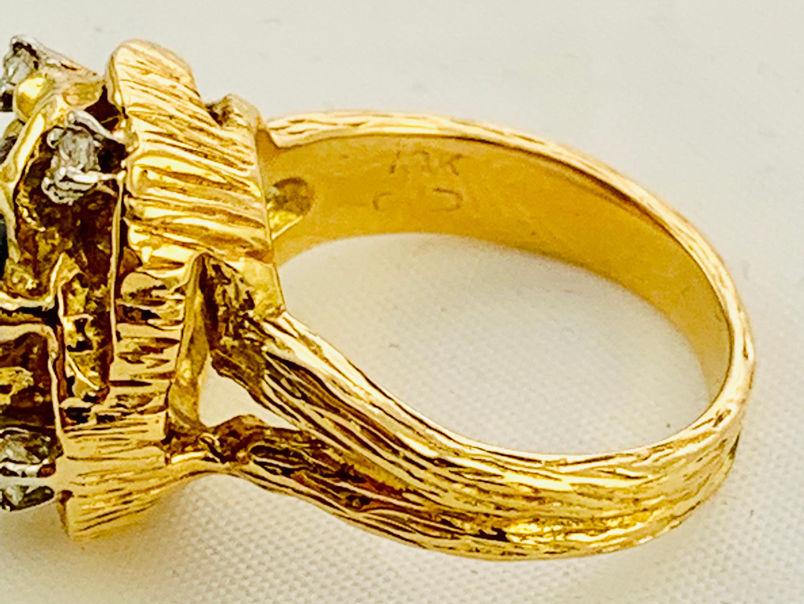 Women's or Men's Peter Linderman 18 Karat Yellow Gold, Diamond and Rough Diamond Ladies Ring For Sale