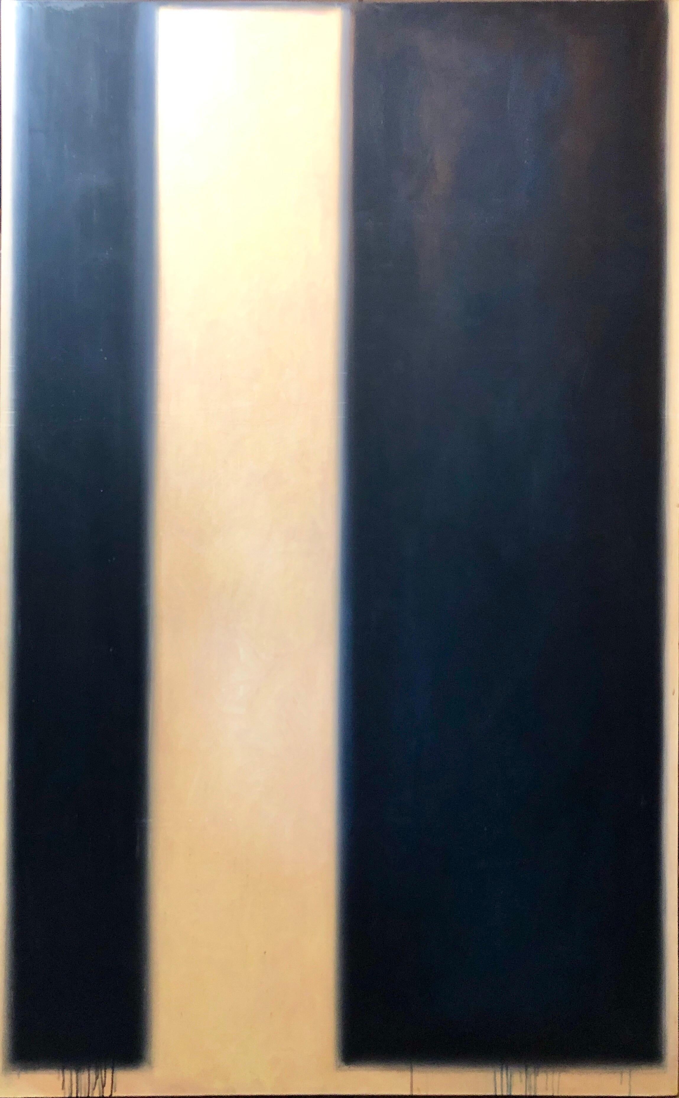 Huge 8' California Minimalist Abstract Expressionist LA Color Field Oil Painting - Black Abstract Painting by Peter Lodato