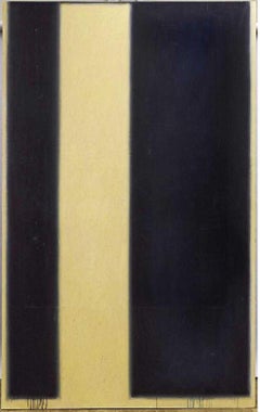 Grande peinture à l'huile abstraite expressionniste abstraite minimaliste californienne de 20,3 cm sur champ en couleur de Los Angeles