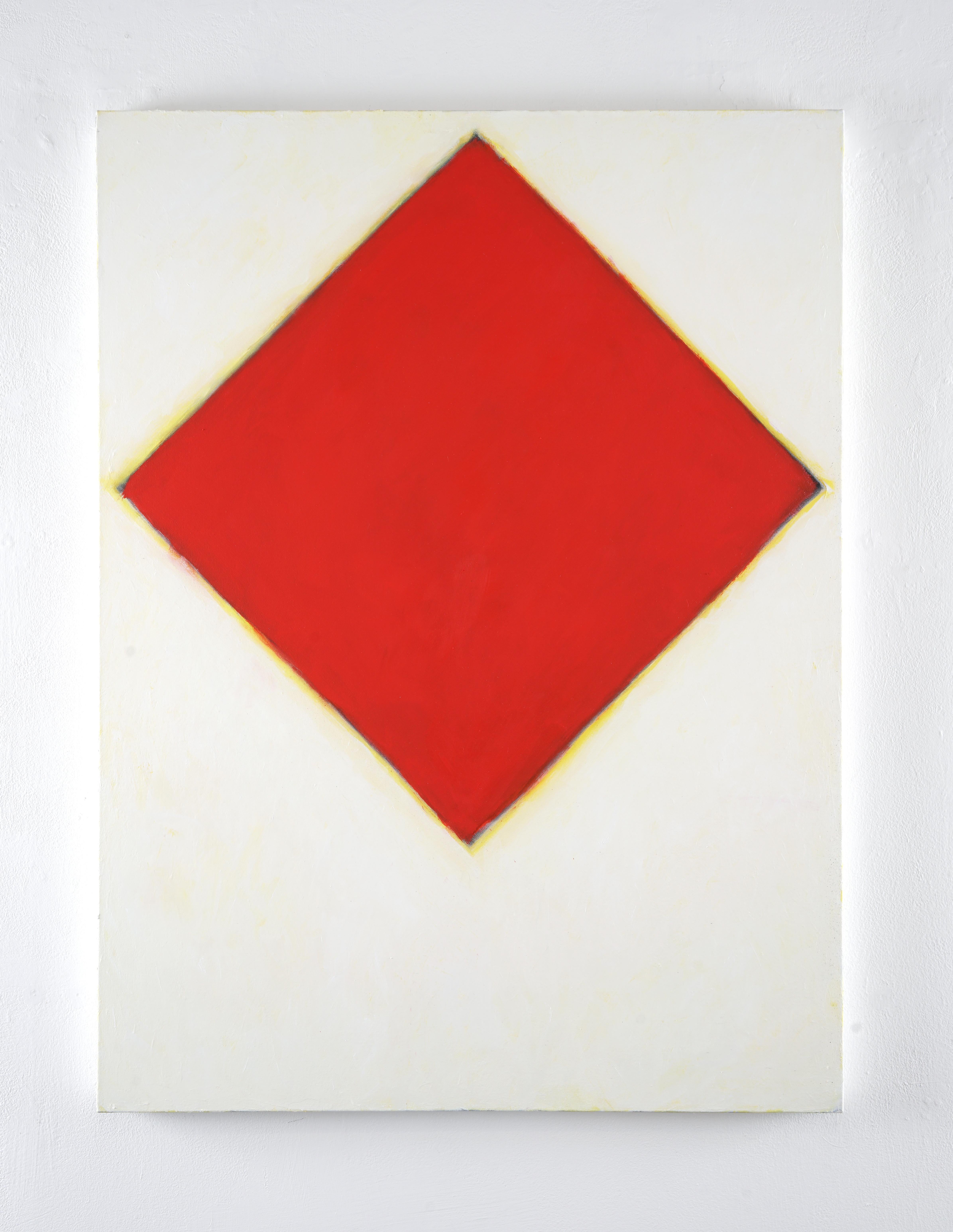 Diamant rouge - Géométrique abstrait Painting par Peter Lodato