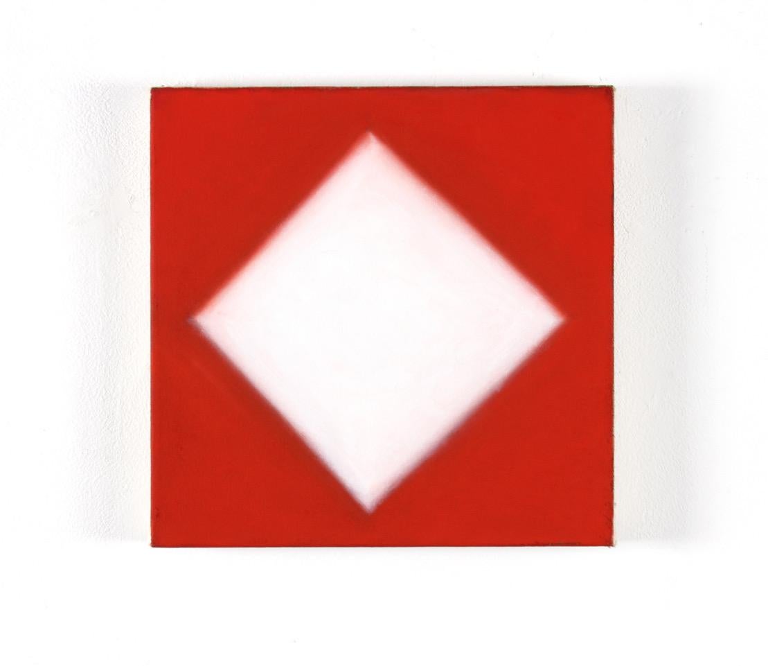 White Diamond Red Ground - Painting by Peter Lodato