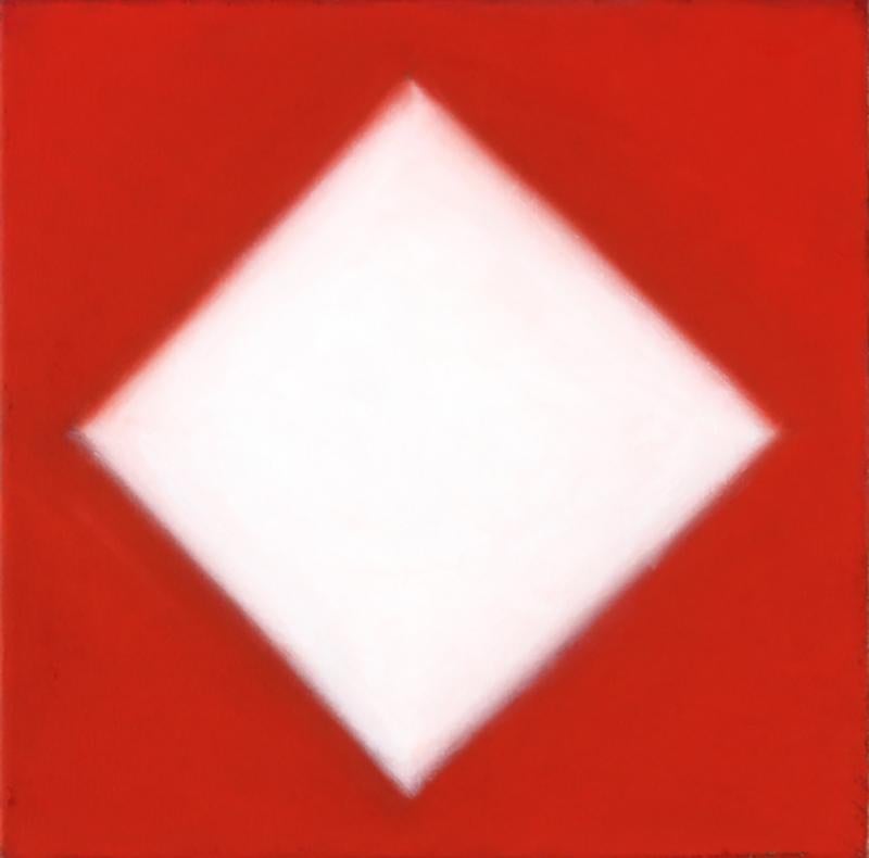 Peter Lodato Abstract Painting - White Diamond Red Ground
