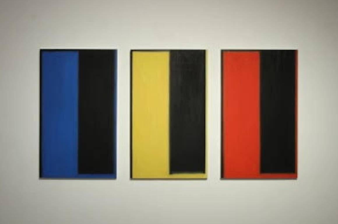 Giallo e nero - Painting Astratto di Peter Lodato