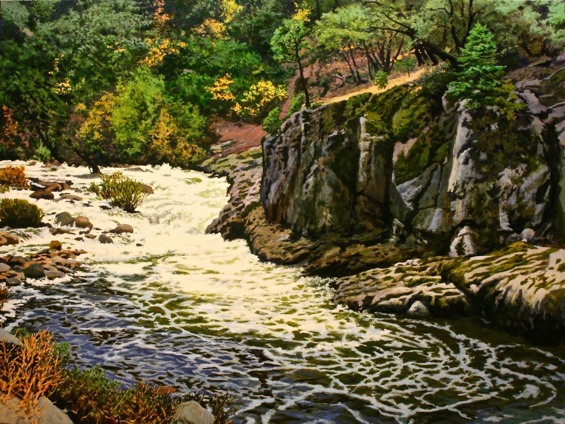 Landscape Painting di Peter Loftus - Un fiume lo attraversa