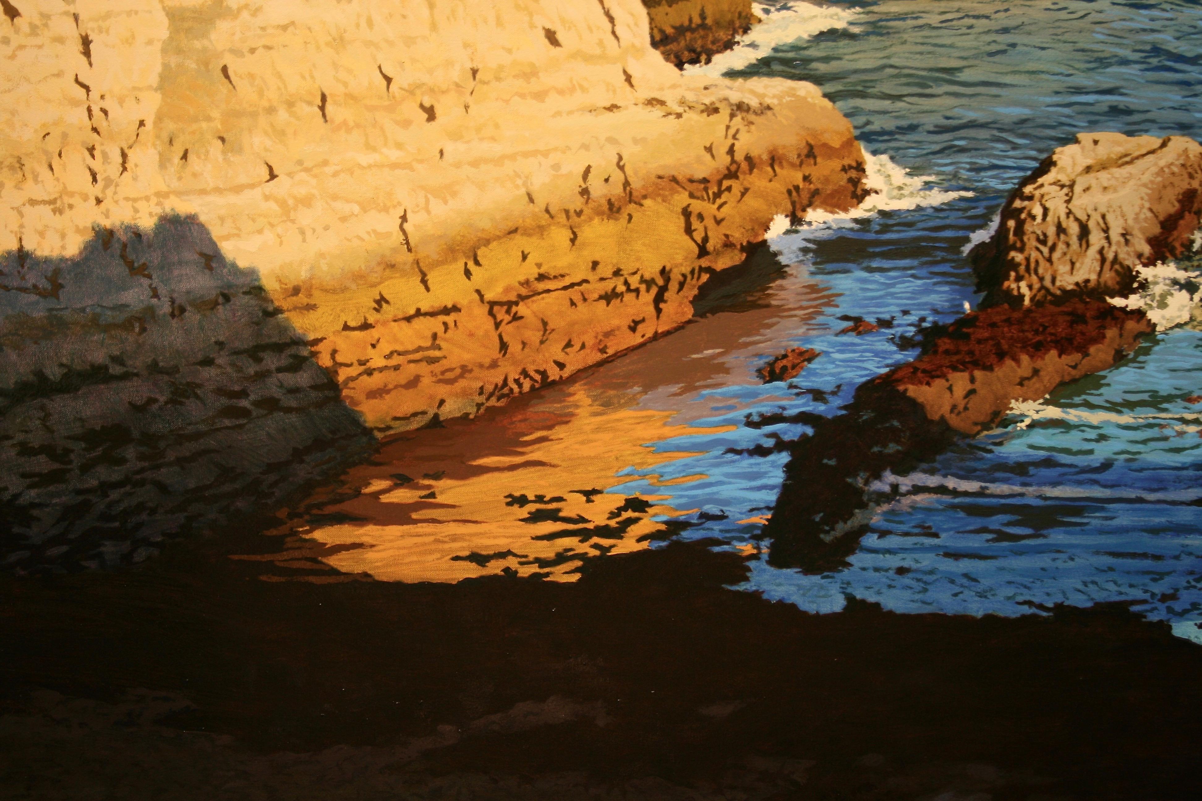Bluffs en Wilder  / naturaleza realista 52x80 pulg. óleo sobre lienzo paitning - Painting Contemporáneo de Peter Loftus