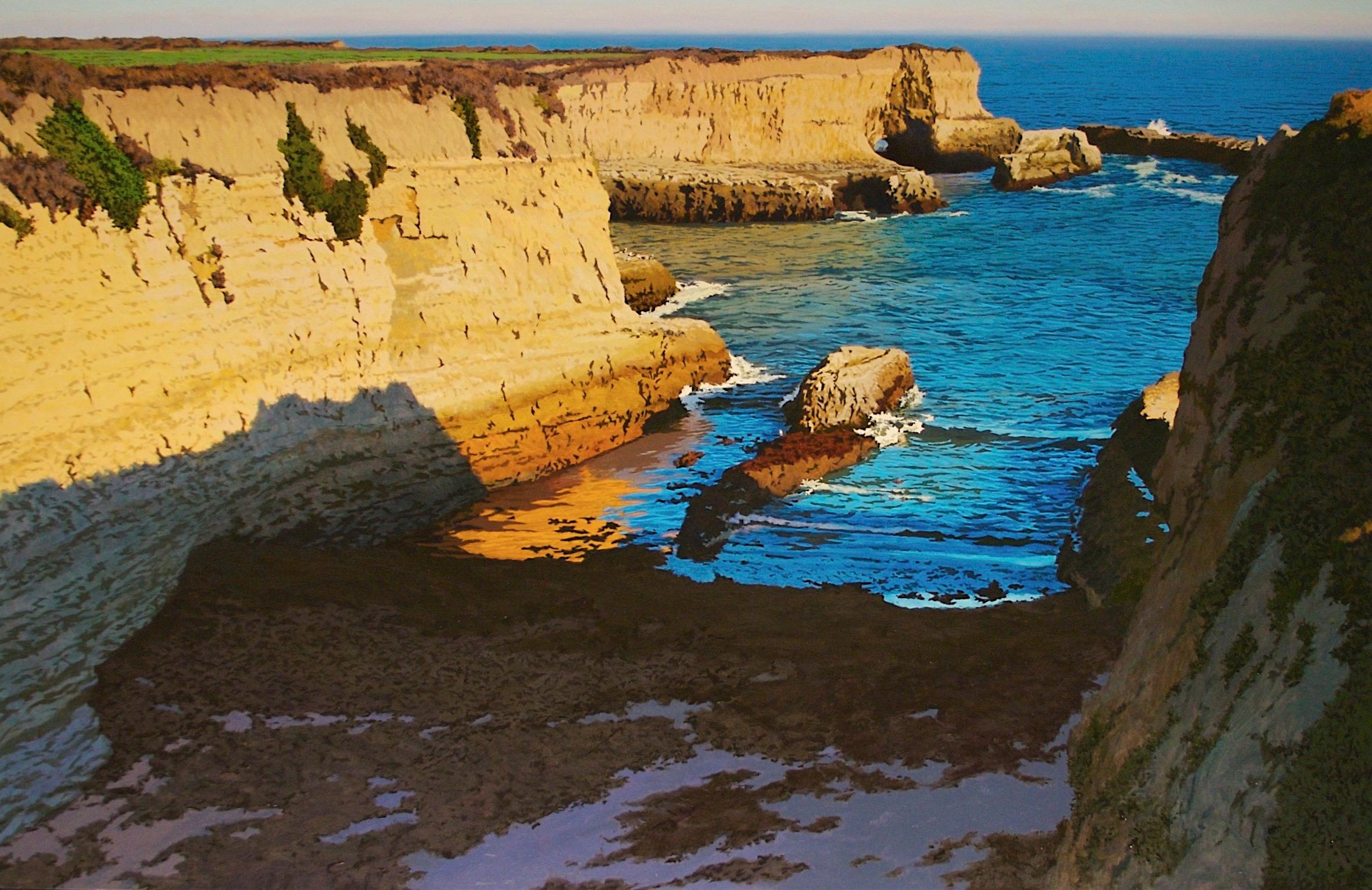 Still-Life Painting de Peter Loftus - Bluffs en Wilder  / naturaleza realista 52x80 pulg. óleo sobre lienzo paitning