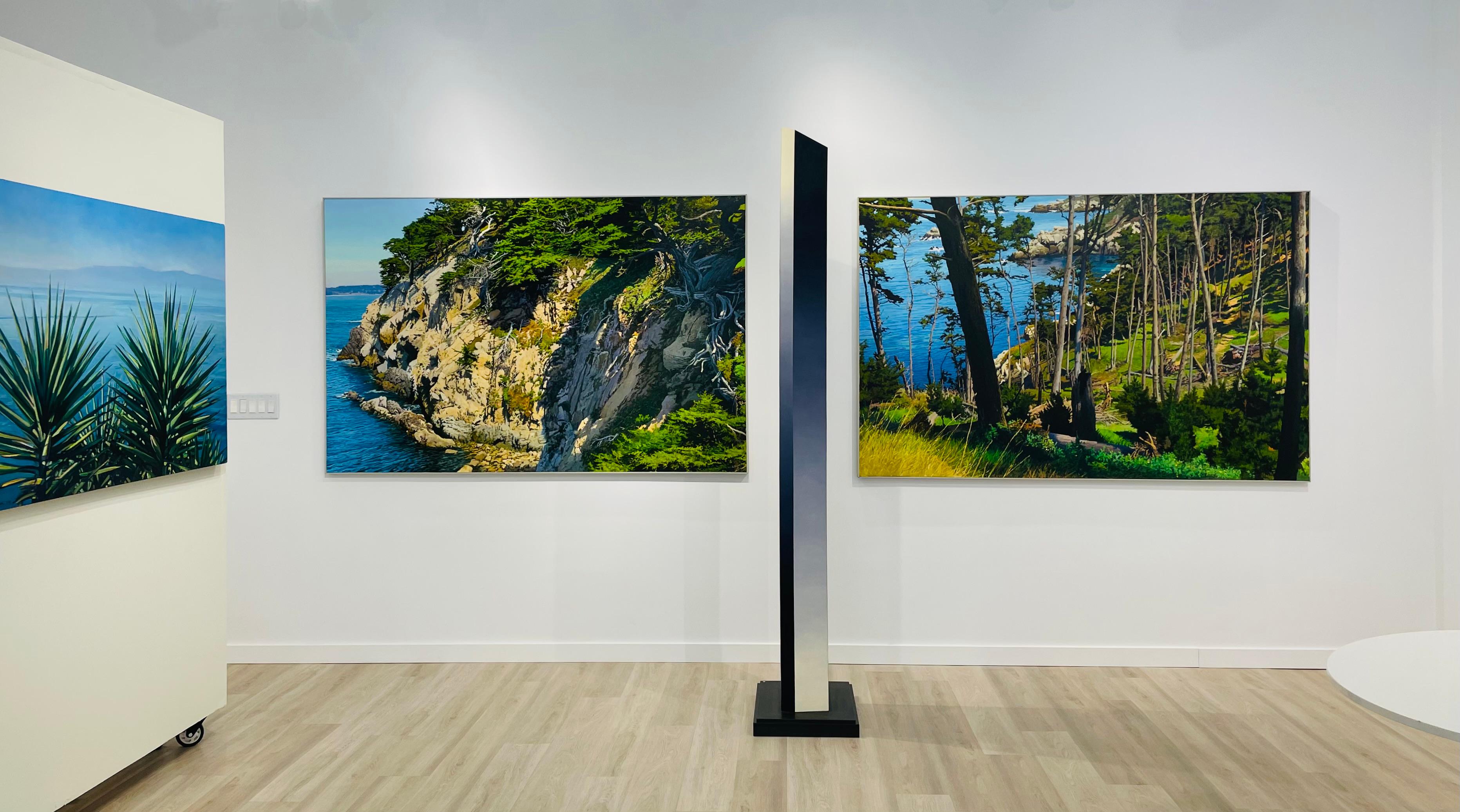 Cala del Ciprés  / gran naturaleza realista óleo sobre lienzo 52x80 pulg. - Painting de Peter Loftus
