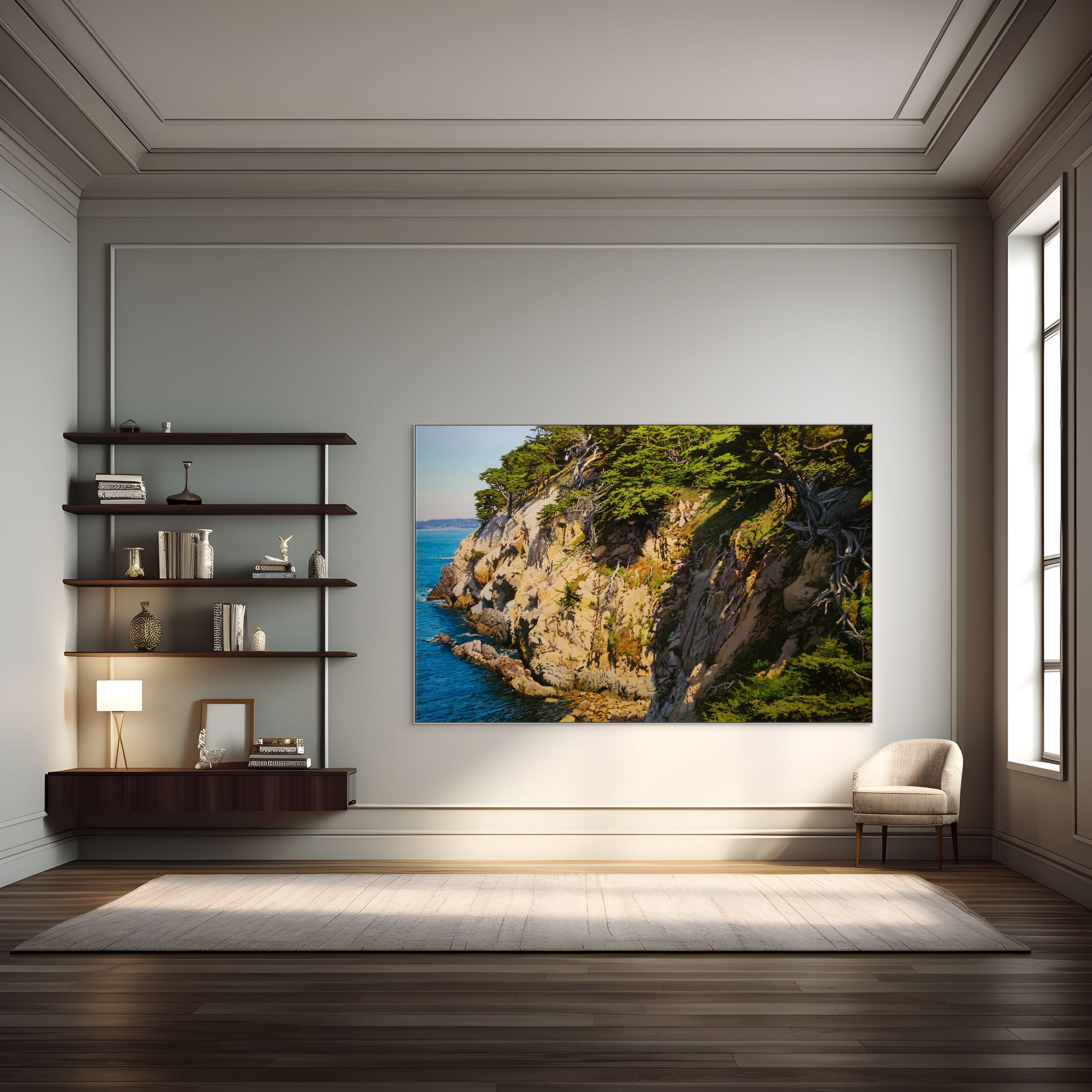 Cala del Ciprés  / gran naturaleza realista óleo sobre lienzo 52x80 pulg. en venta 1