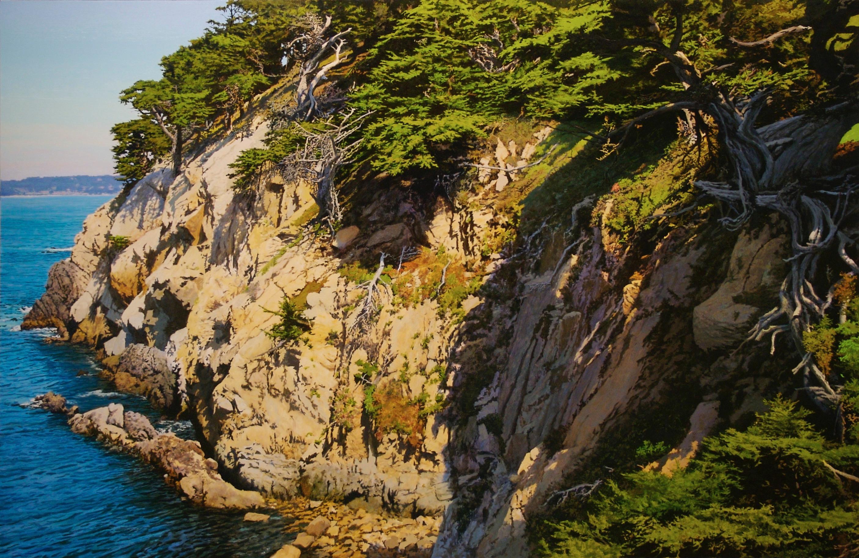Landscape Painting de Peter Loftus - Cala del Ciprés  / gran naturaleza realista óleo sobre lienzo 52x80 pulg.