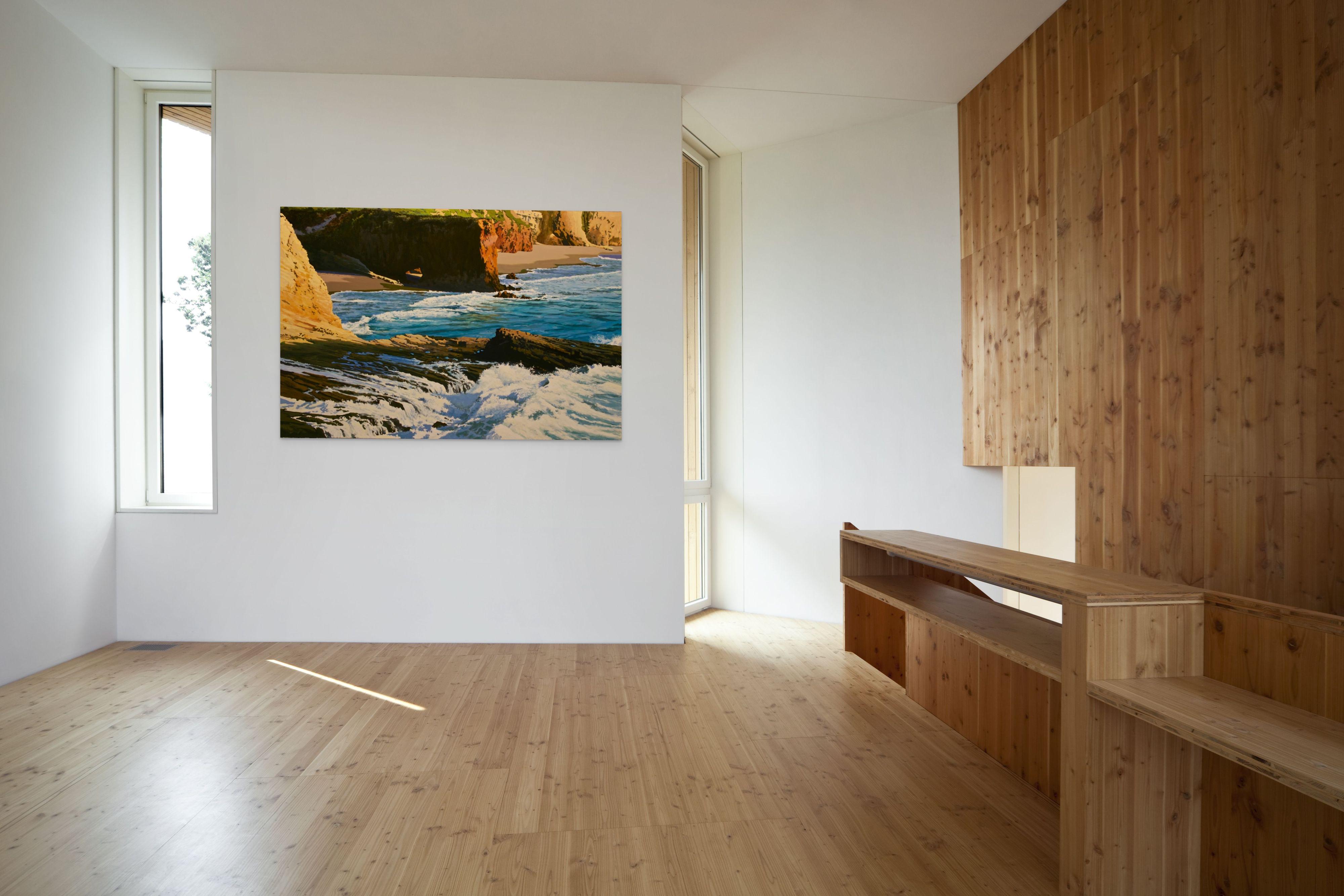 Eventide at Hole-in-the Wall /  44 x 66 in. oil on canvas nature painting - Painting by Peter Loftus