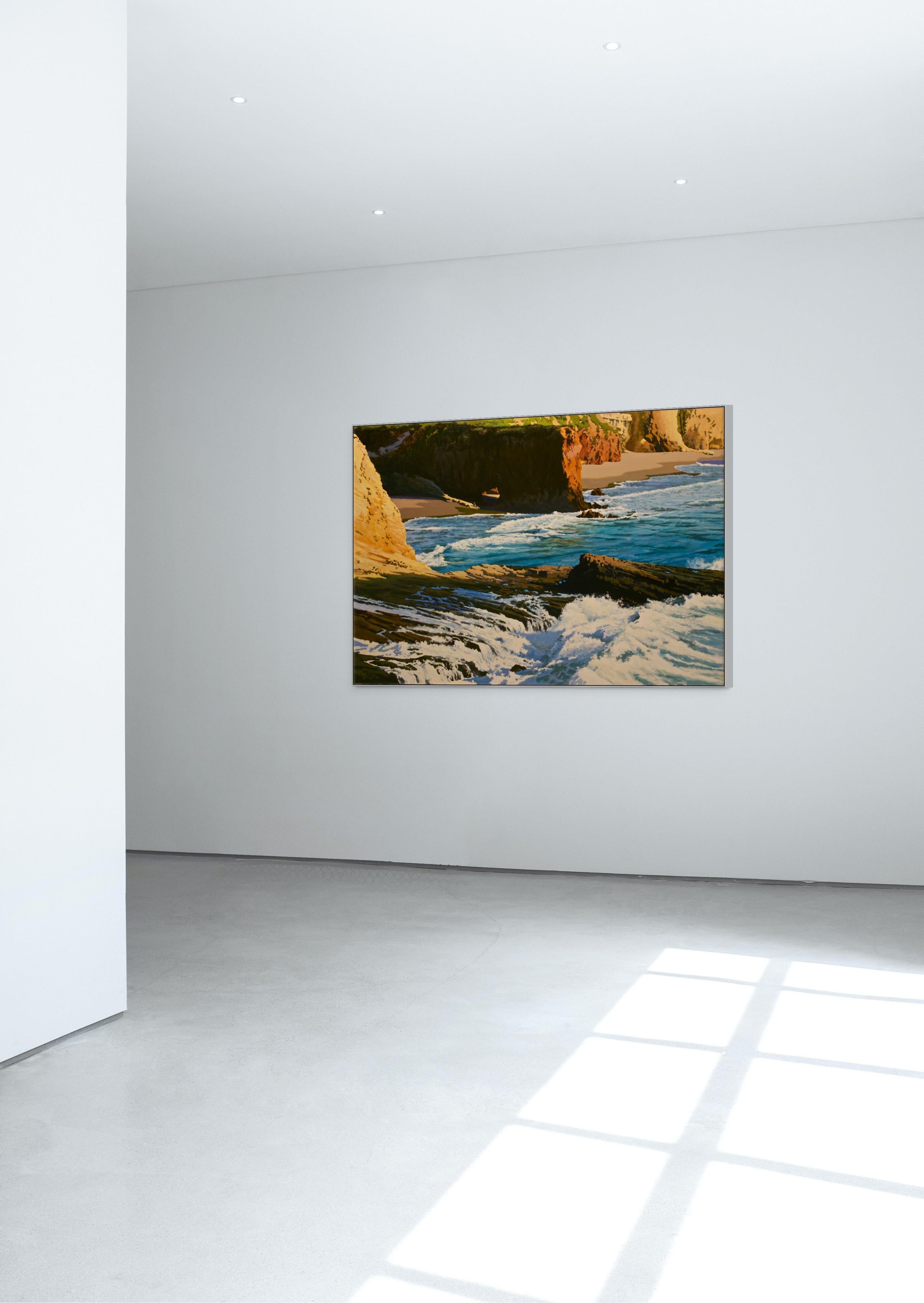 Eventide en Hole-in-the Wall /  44 x 66 pulg. óleo sobre lienzo pintura de naturaleza - Painting de Peter Loftus