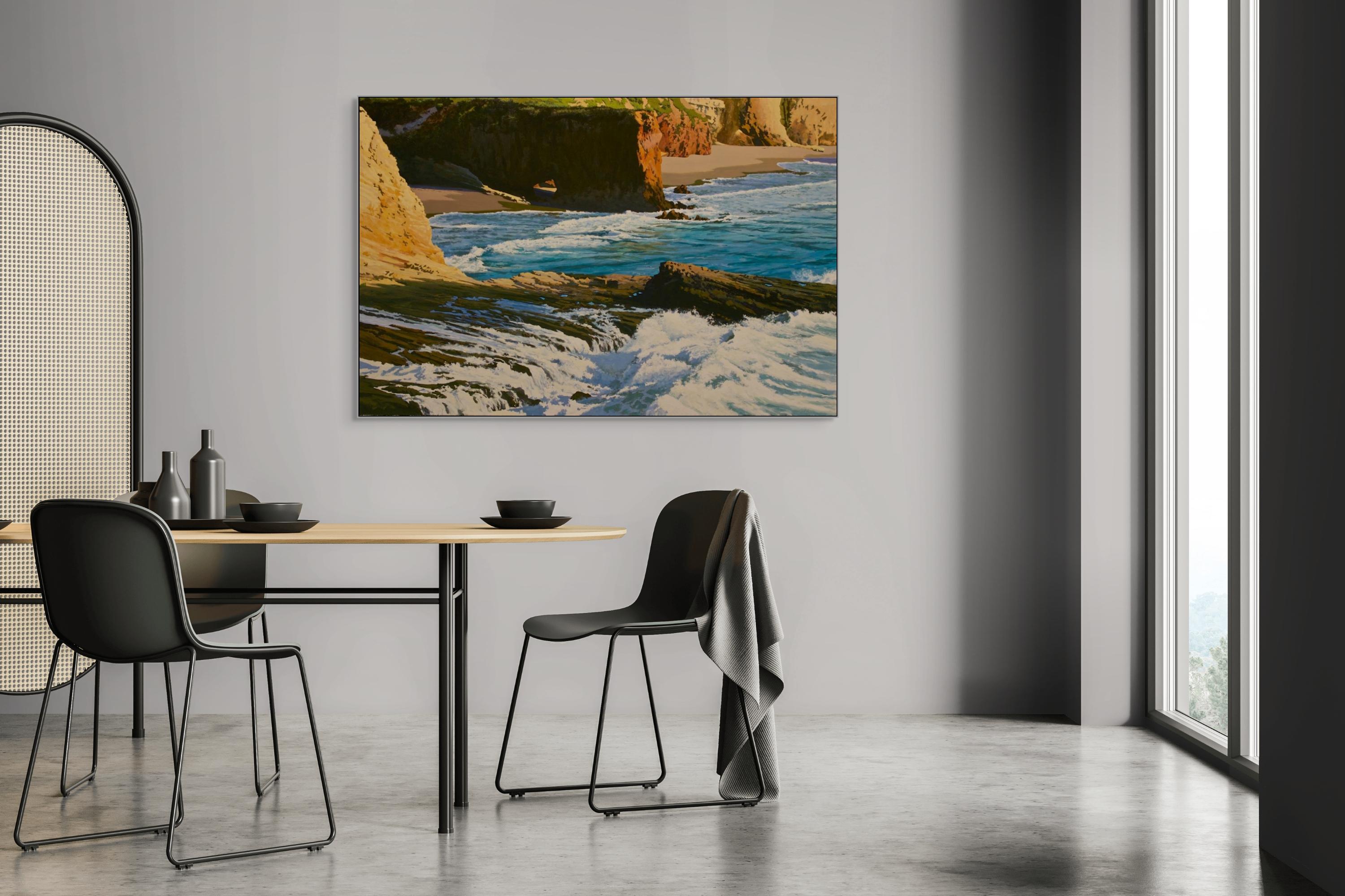 Eventide en Hole-in-the Wall /  44 x 66 pulg. óleo sobre lienzo pintura de naturaleza - Painting Contemporáneo de Peter Loftus