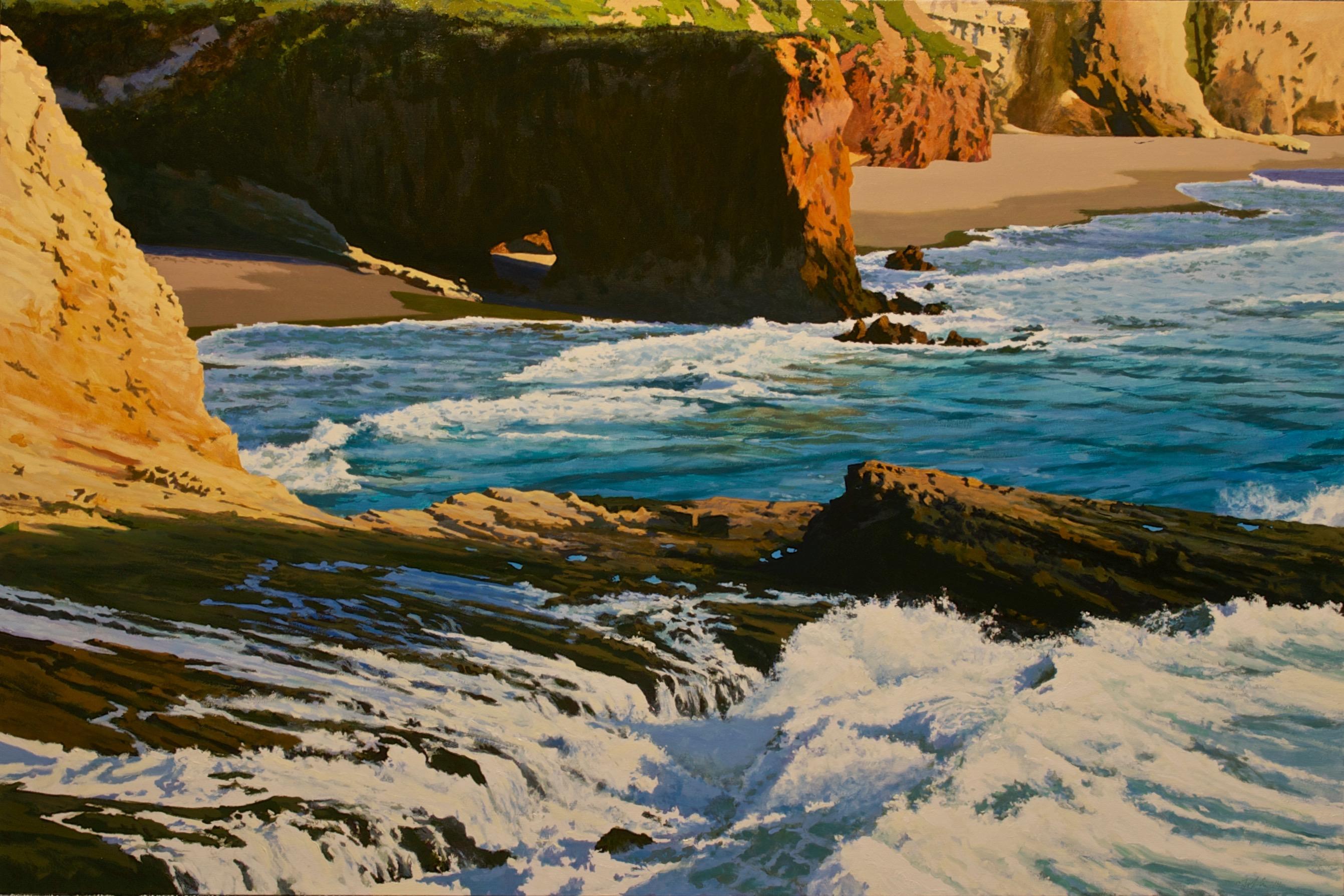 Peter Loftus Still-Life Painting - Eventide at Hole-in-the Wall /  44 x 66 in. oil on canvas nature painting