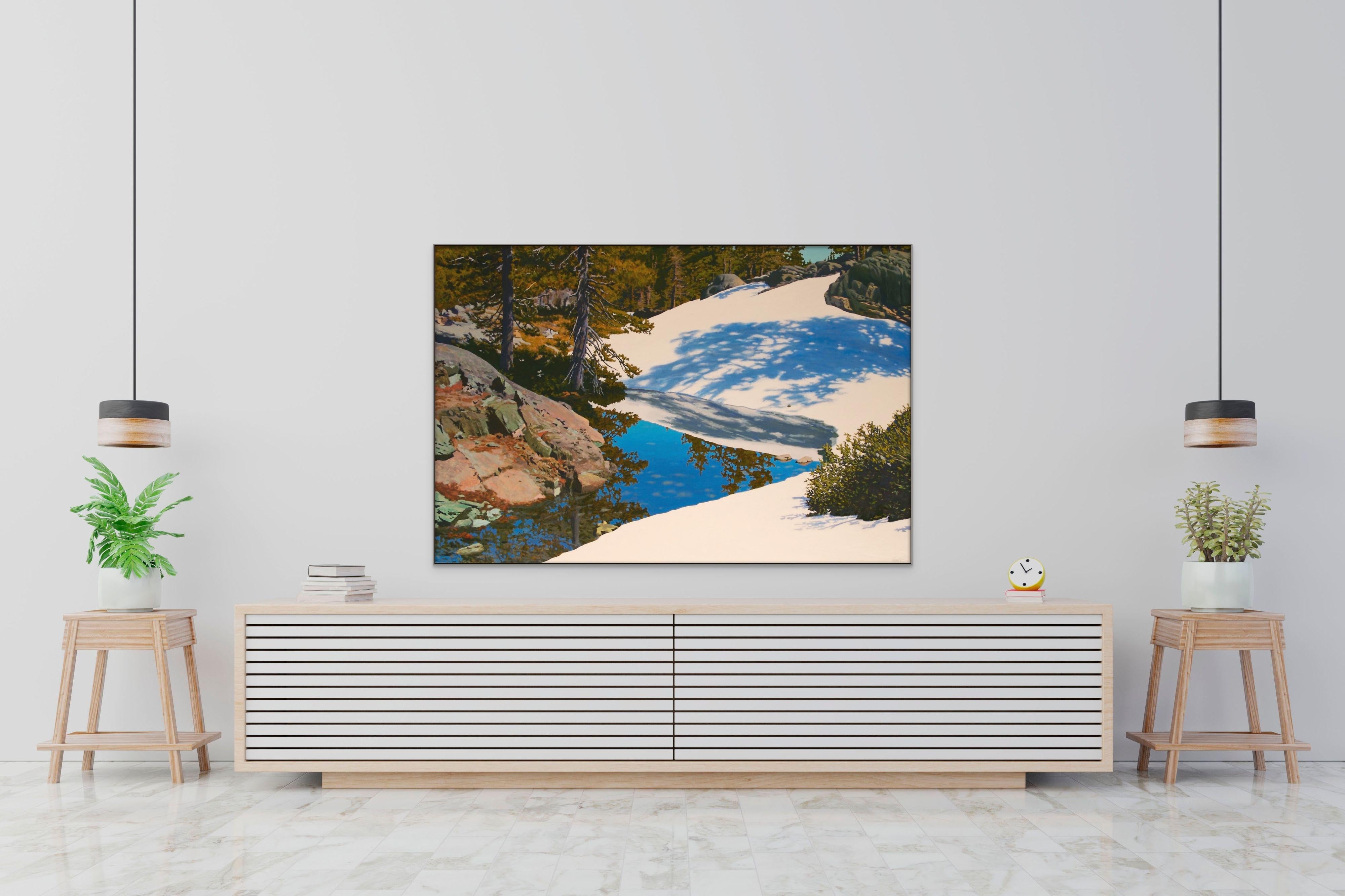 Nieve derretida / óleo sobre lienzo paisaje 44 x 66 pulgadas - Painting Contemporáneo de Peter Loftus