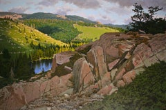 Overlooking Sardine Lake / realist nature 44 x66 in. oil on canvas painting