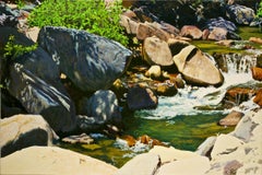 Rapids on the Carson/huile sur toile - peinture de rivière